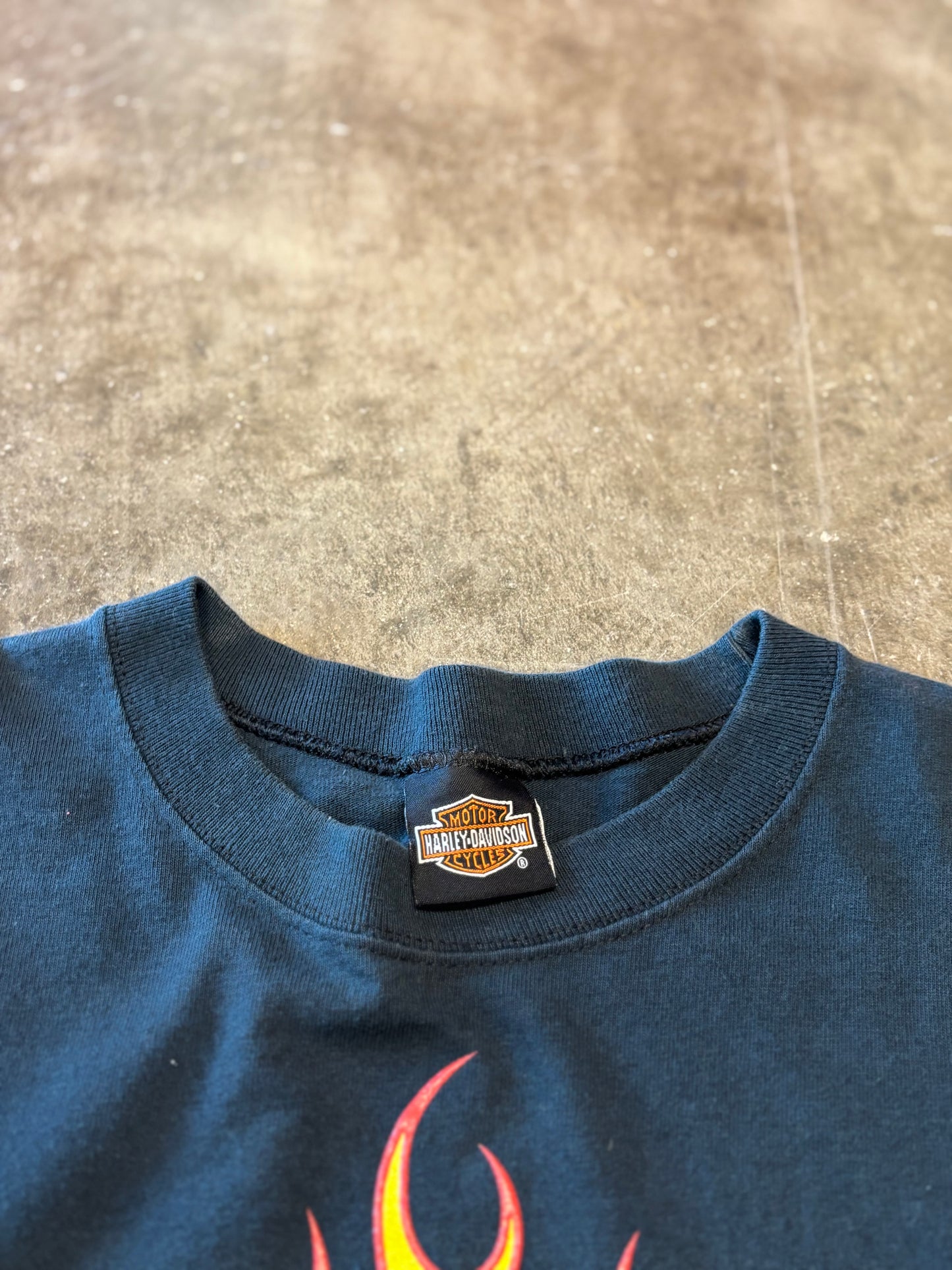 Vintage Harley Davidson Flame ball long sleeve size large