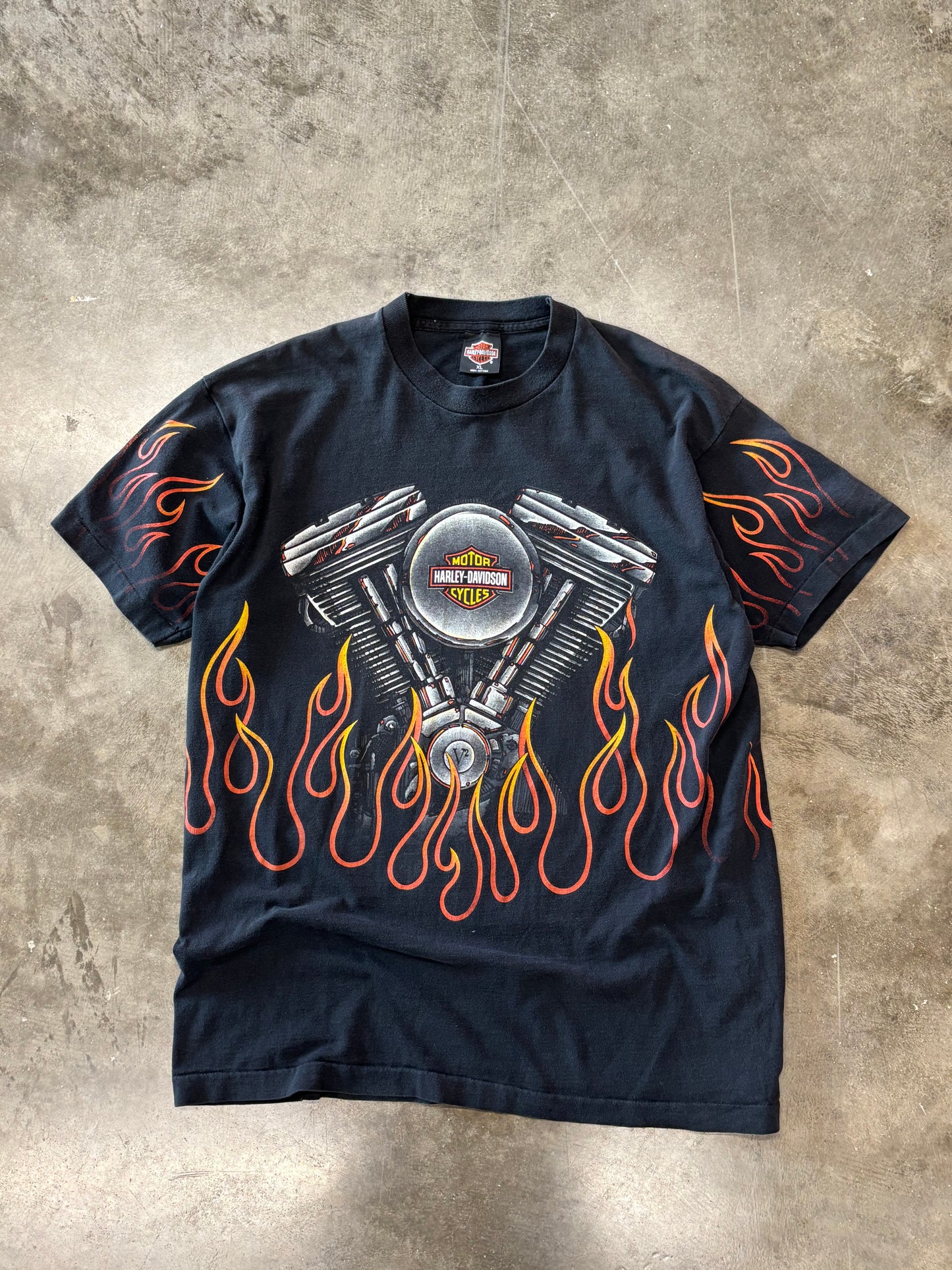 Vintage Harley Davidson Flame AOP shirt size xl