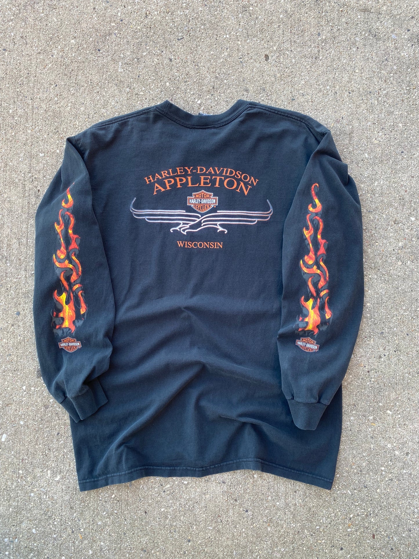Vintage Harley Davidson Flaming Text long sleeve size extra large shirt