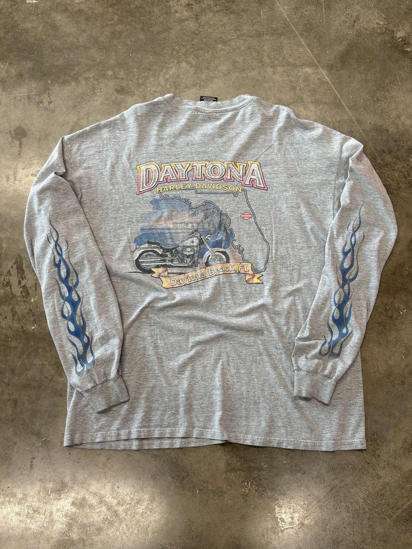 Vintage Harley Davidson Rising blue flame long sleeve size xxl