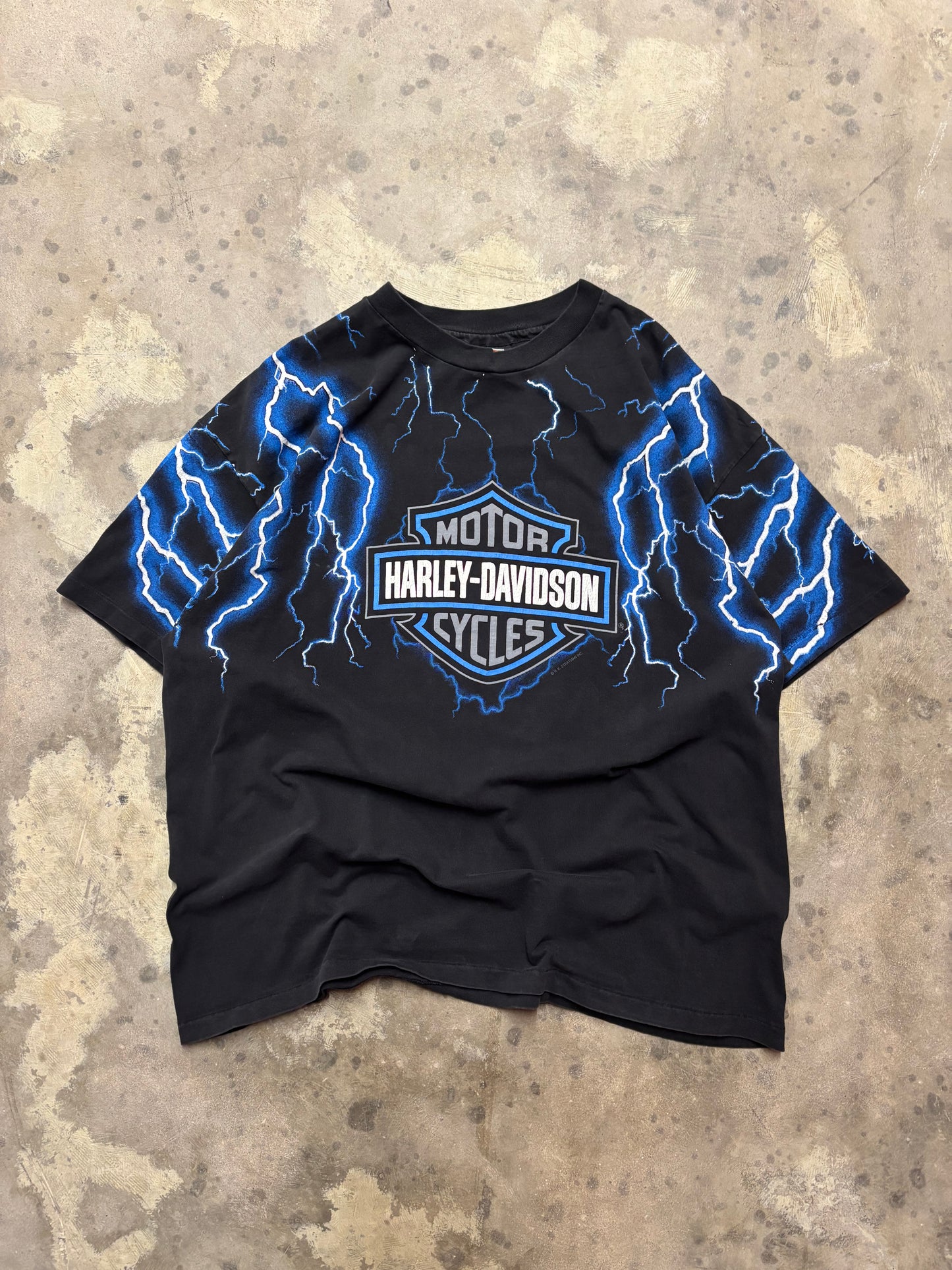 Vintage Harley Davidson Blue Lightning shirt size xxl