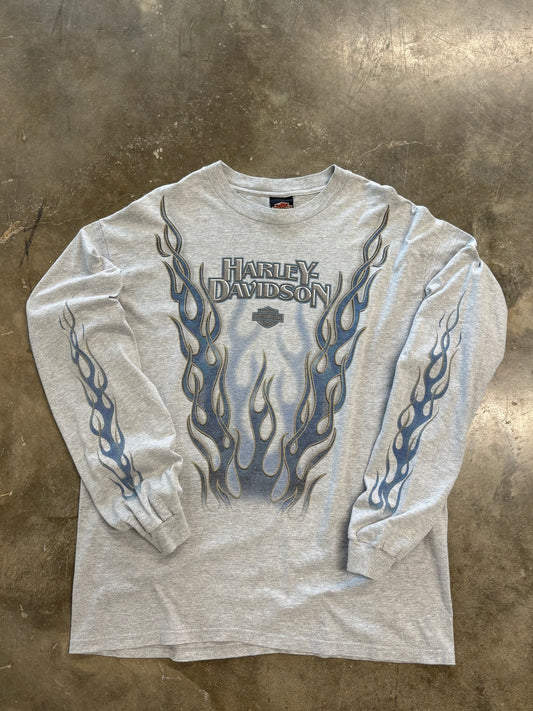 Vintage Harley Davidson Rising blue flame shirt size xl