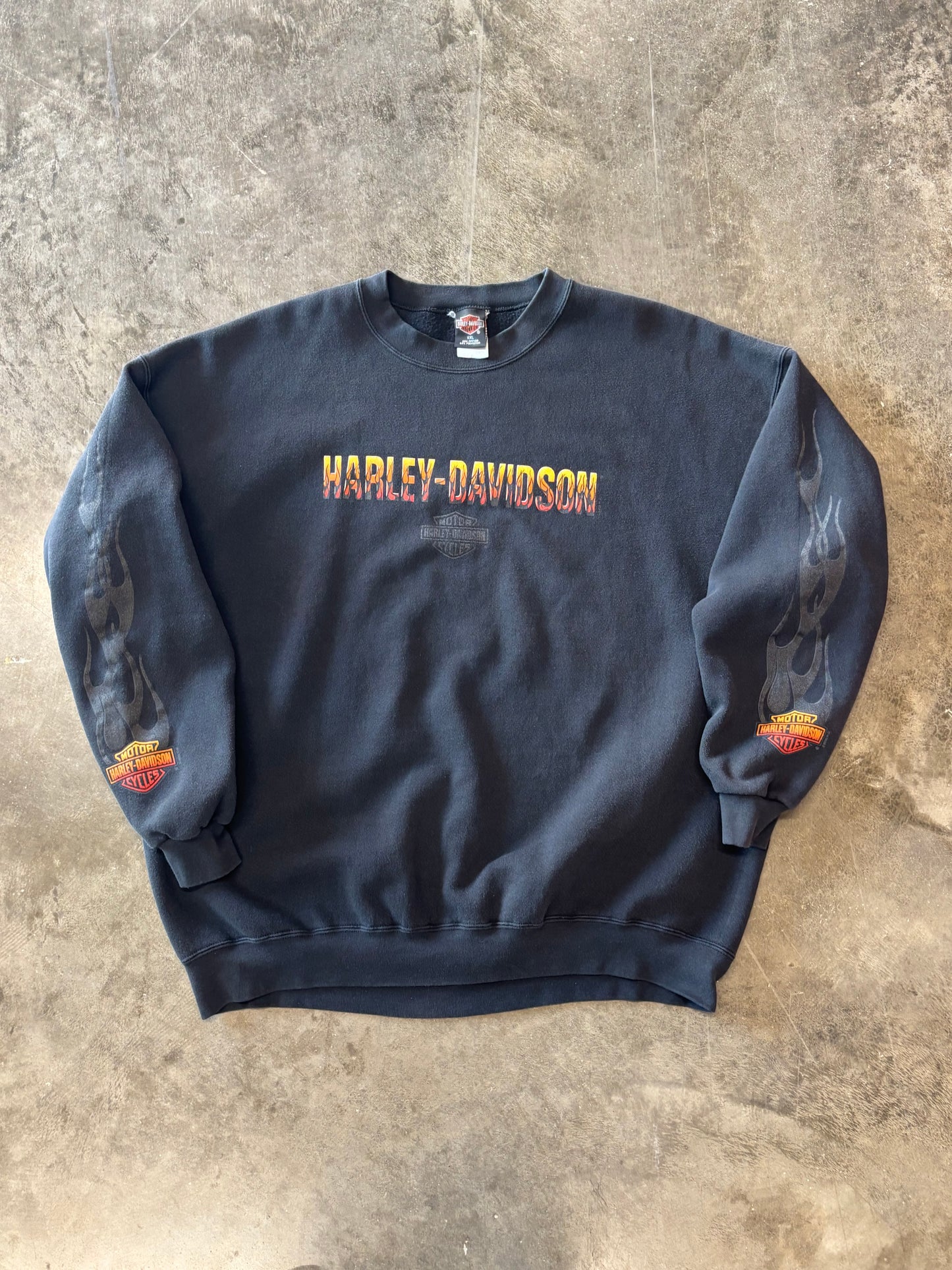 Vintage Harley Davidson black flame crewneck size XXL