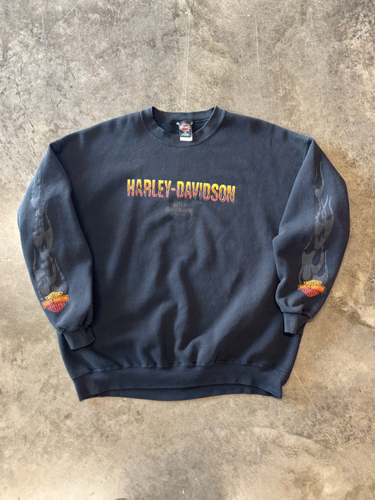 Vintage Harley Davidson black flame crewneck size XXL