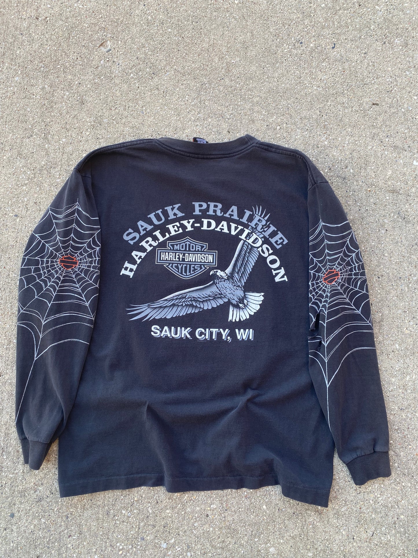 Vintage Harley Davidson Spider Web shirt thrashed long sleeve size large