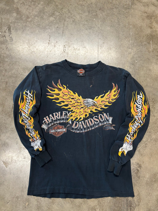 Vintage Harley Davidson Thrashed Eagle Harley Longsleeve medium