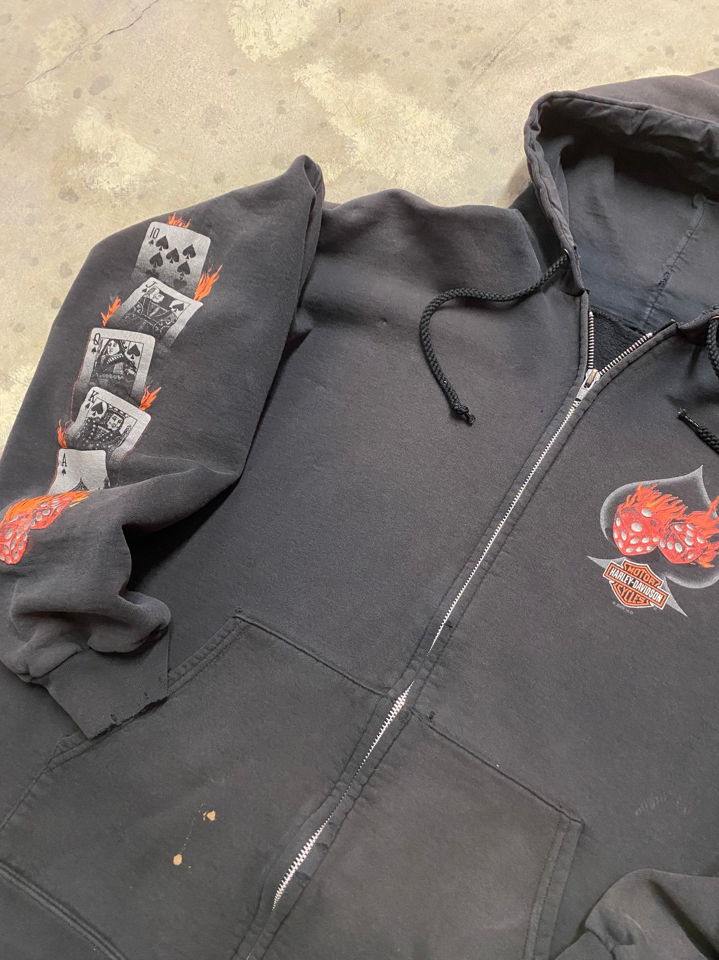 Vintage Harley Davidson Flaming Dice zip up size extra large