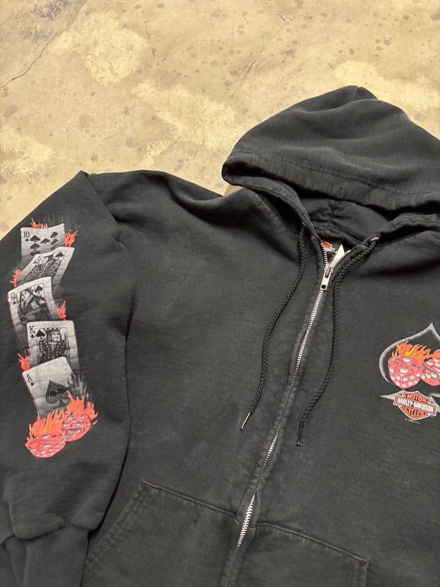 Vintage Harley Davidson zip poker zip-up hoodie size XL