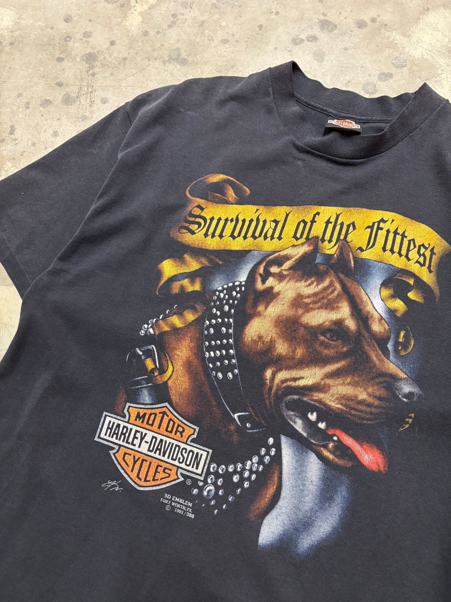 Vintage 3D Emblem Harley Davidson pitbull shirt size XL