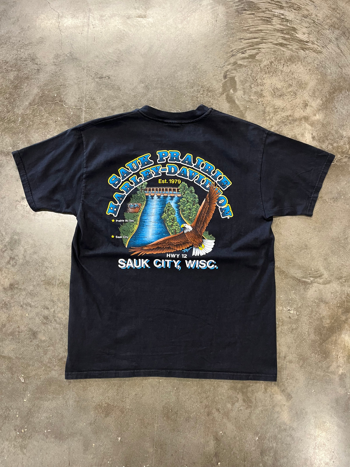 Vintage Harley Davidson blue shield shirt size large