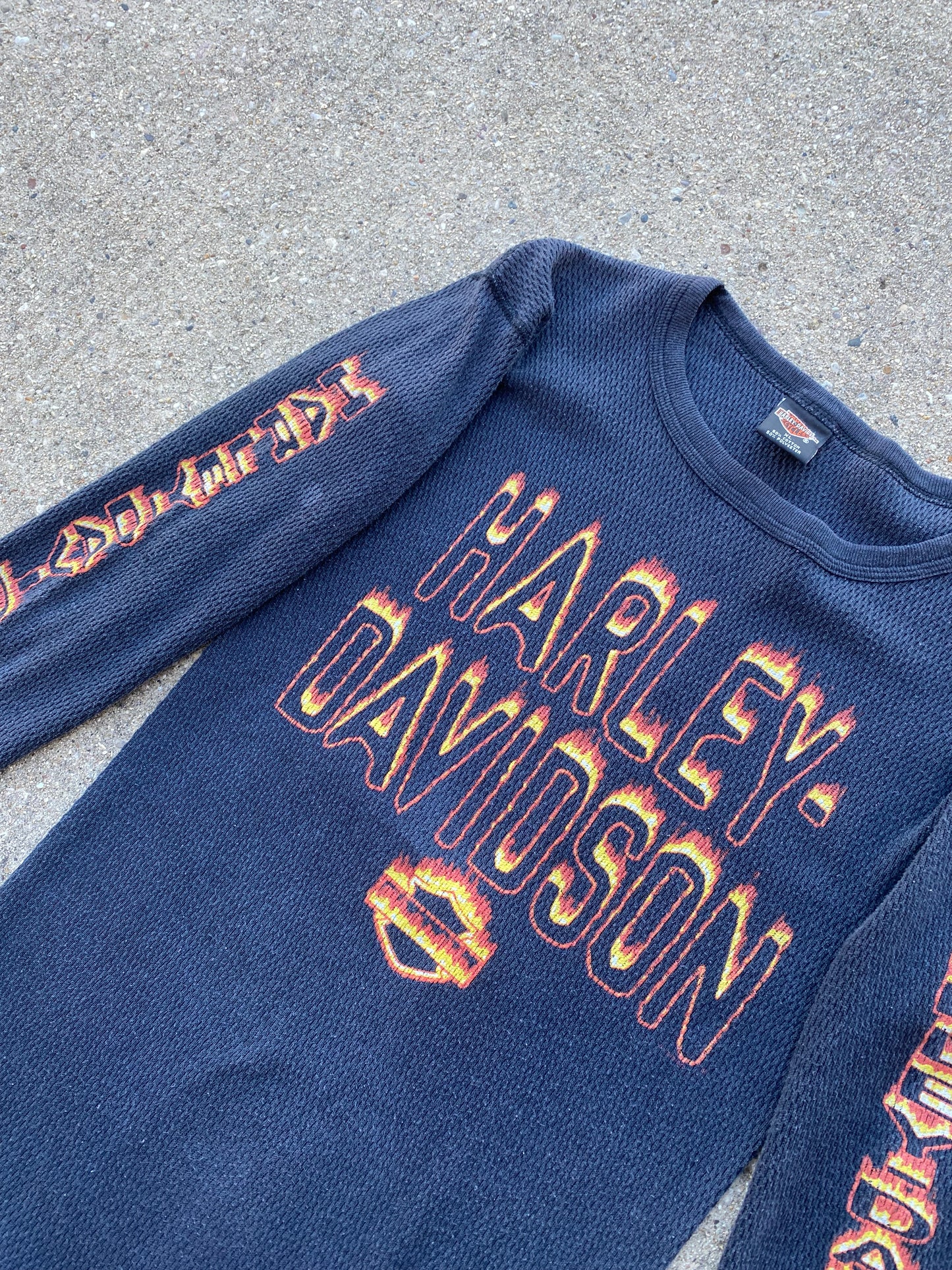 Vintage Harley Davidson Flaming Thermal Long sleeve shirt size Extra Large