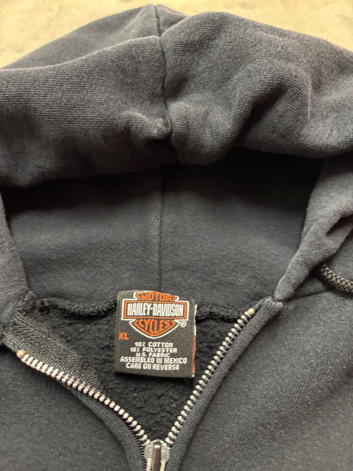 Vintage Harley Davidson Silver flame zip up hoodie size extra large