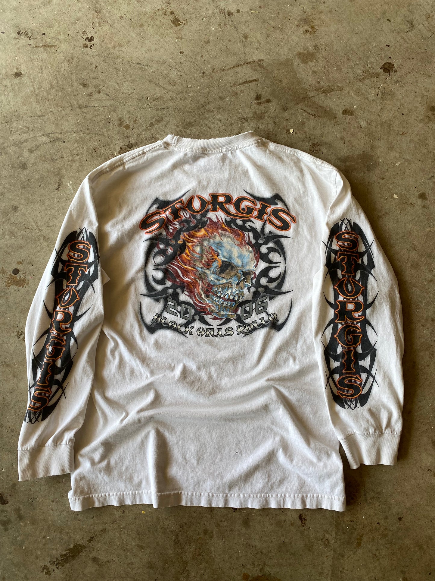 Sturgis 2000’s Biker rally skull long sleeve shirt size large