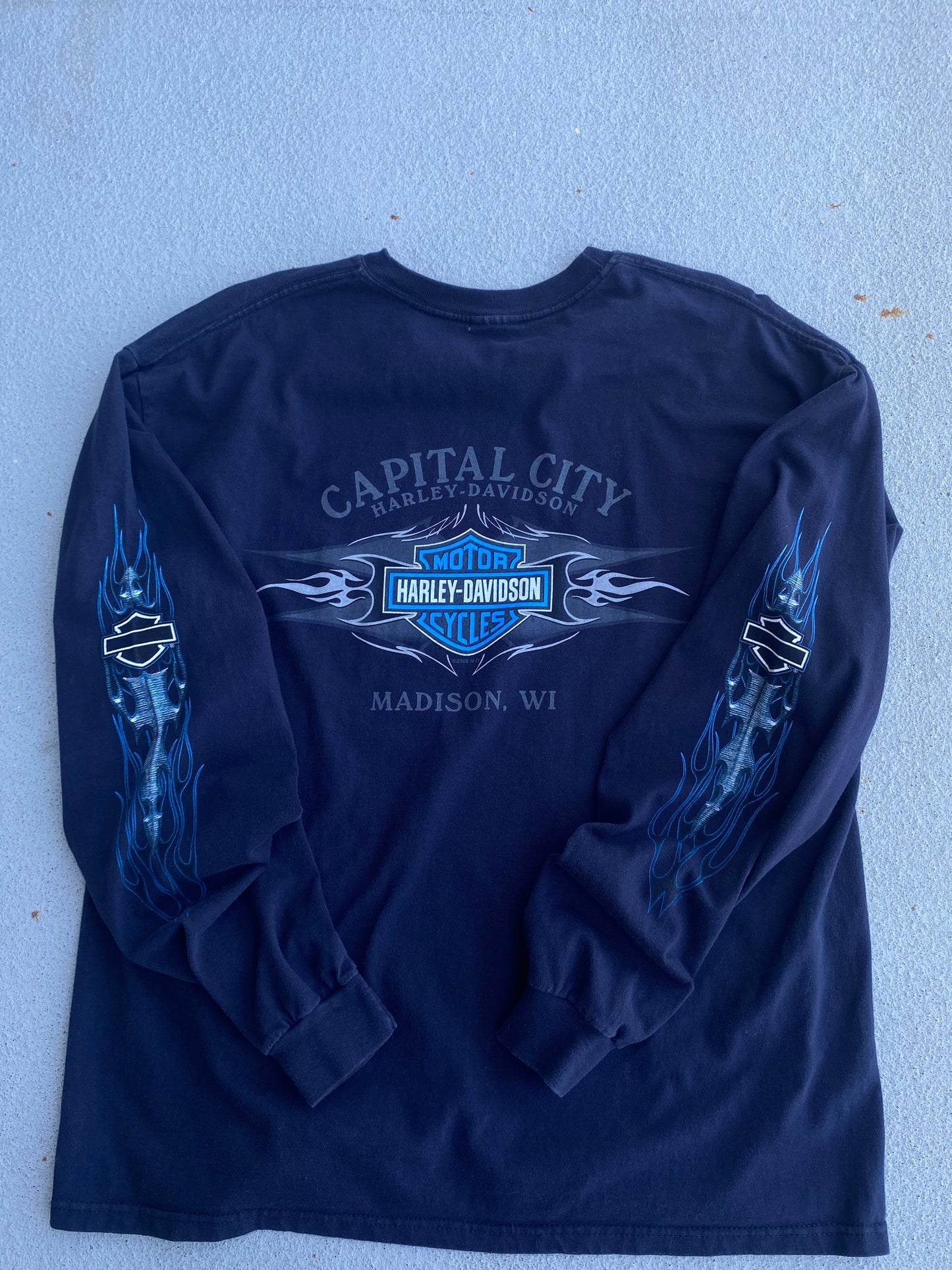 Harley Davidson Blue Flame Spear Long sleeve size XL