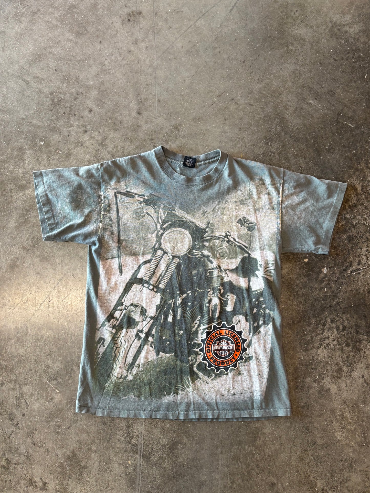 Vintage Harley Davidson green AOP shirt size large