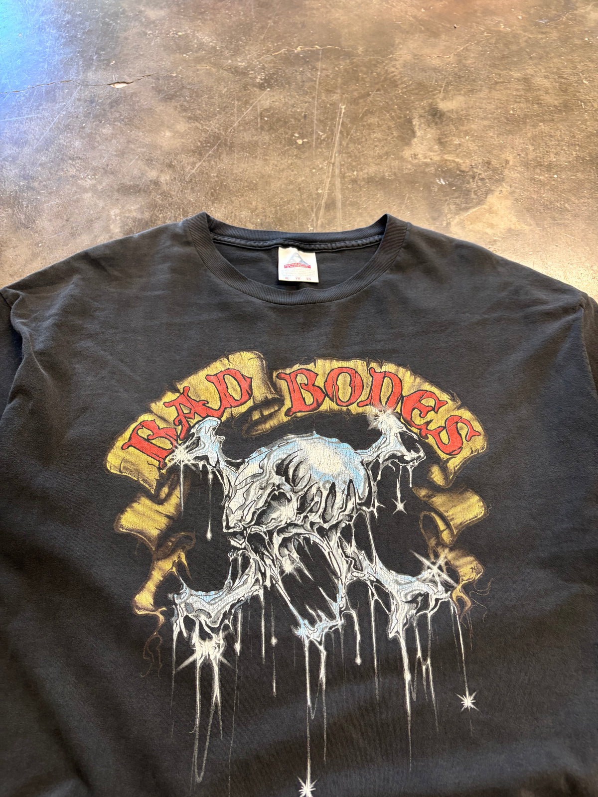 Vintage Bad Bones faded out biker shiner size Extra large