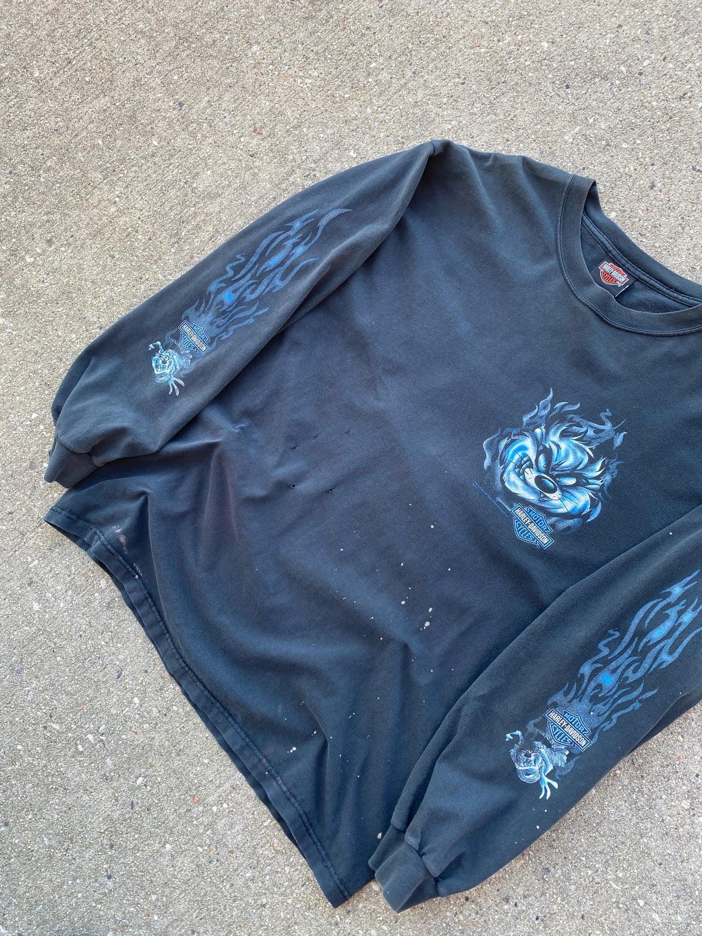 Vintage Harley Davidson Looney Tunes long sleeve taz flames shirt size large