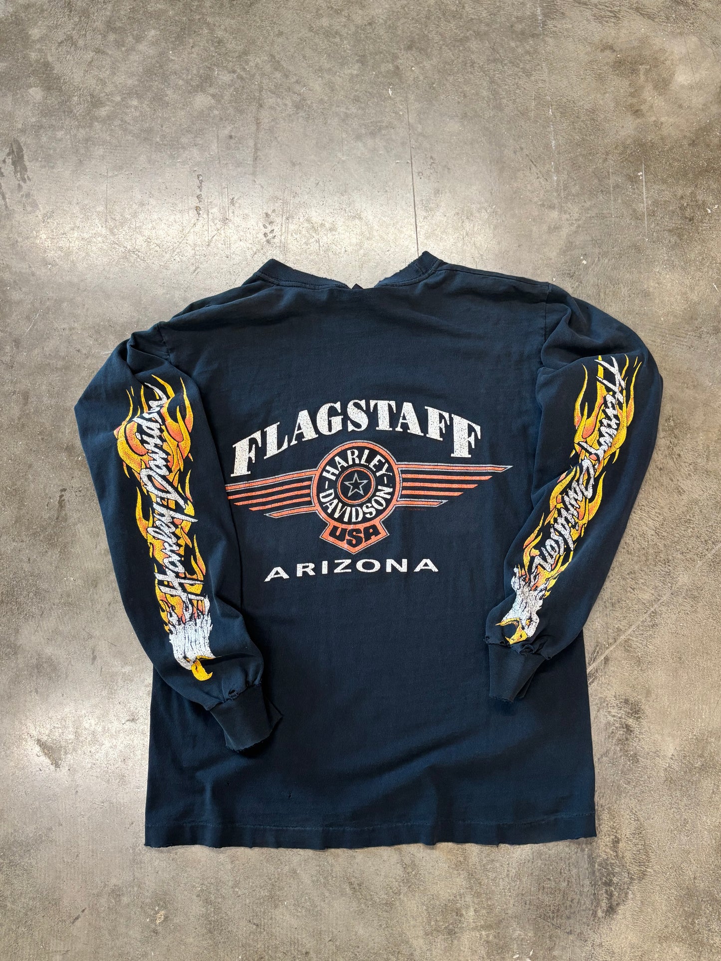 Vintage Harley Davidson Thrashed Eagle Harley Longsleeve medium