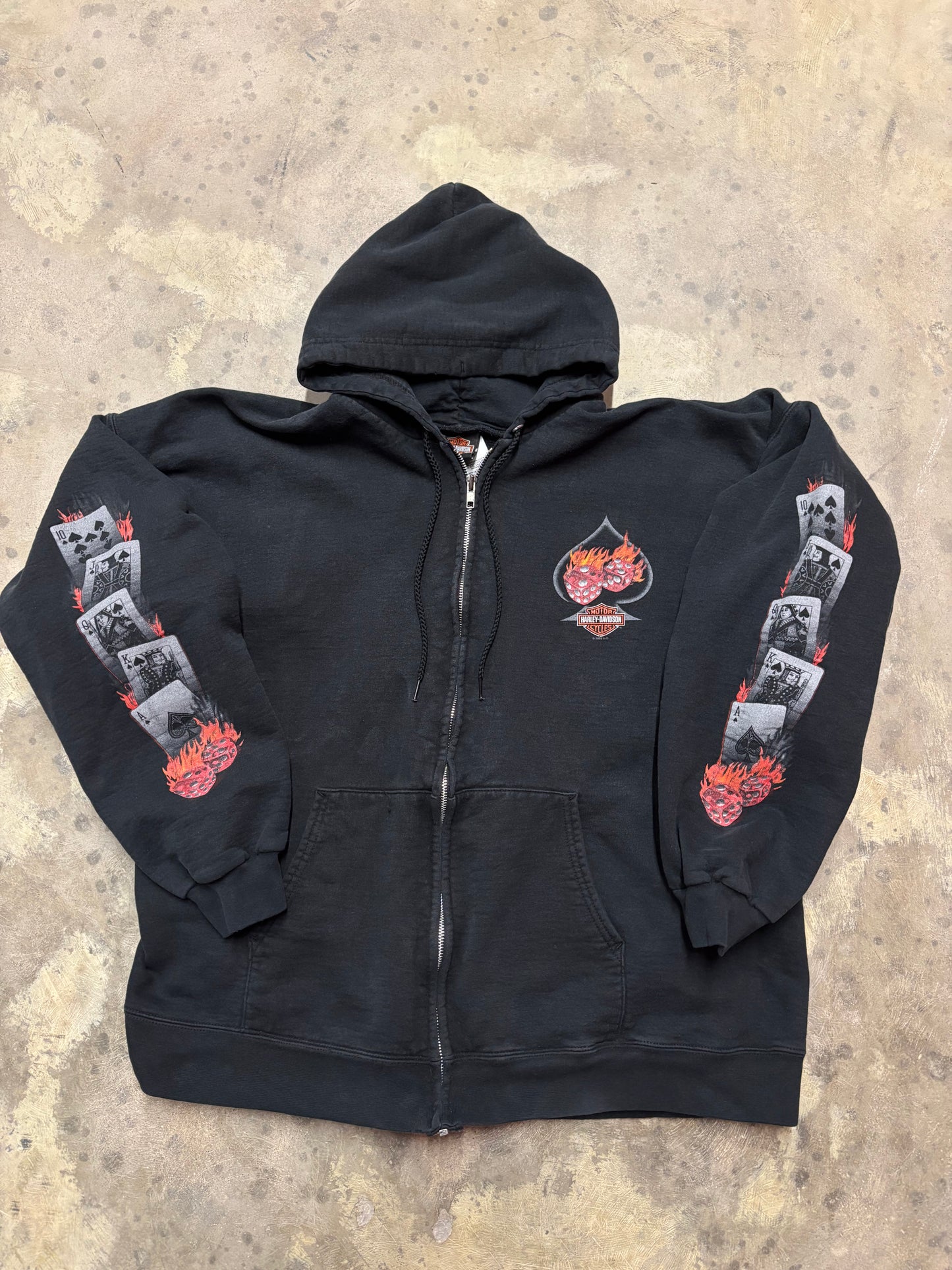 Vintage Harley Davidson zip poker zip-up hoodie size XL