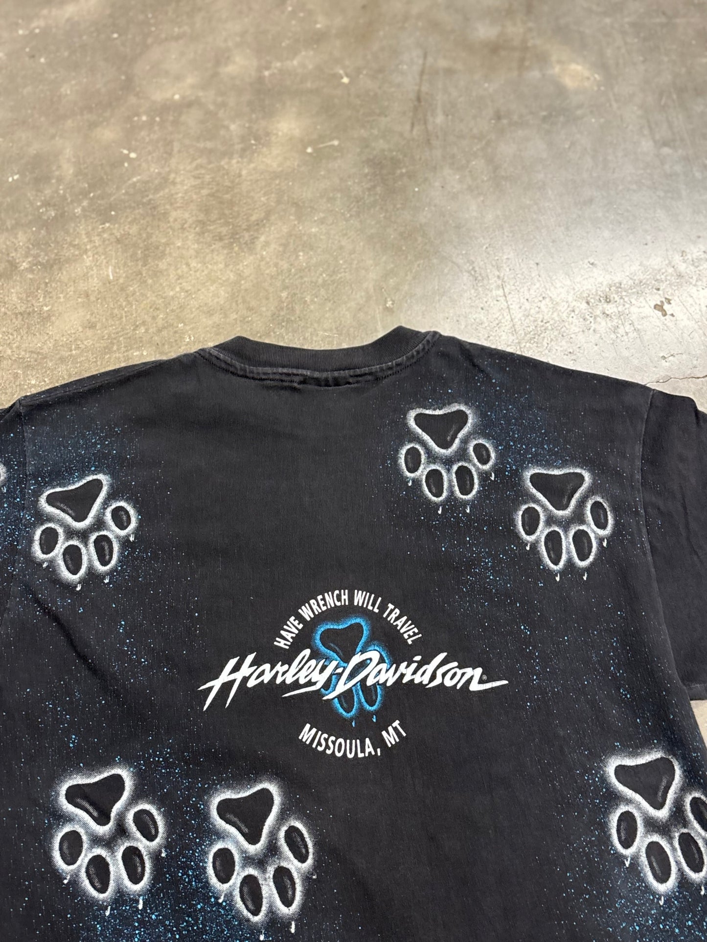 Vintage Harley Davidson Wolf AOP shirt size large