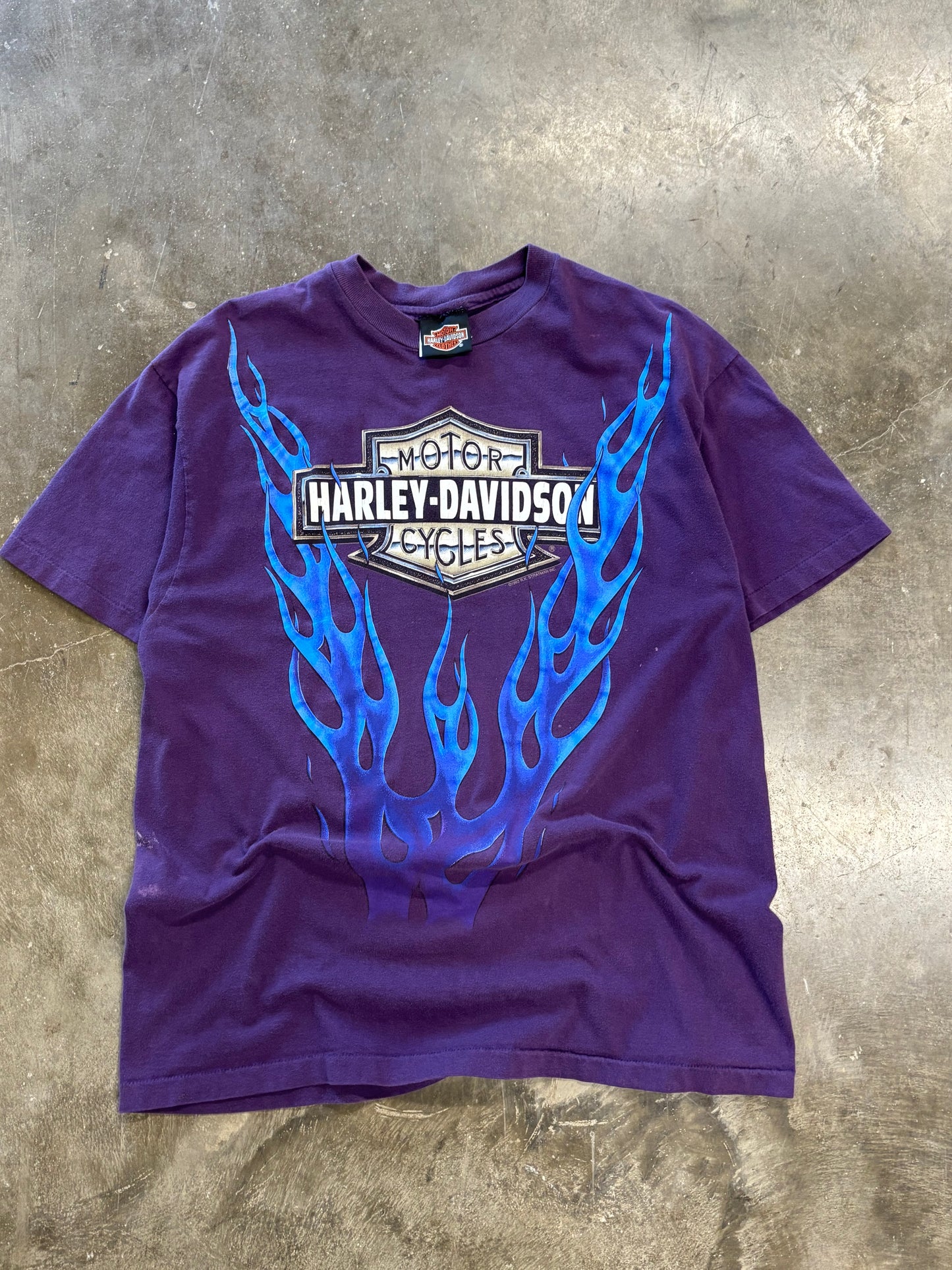 Vintage Harley Davidson blue flame shirt size large