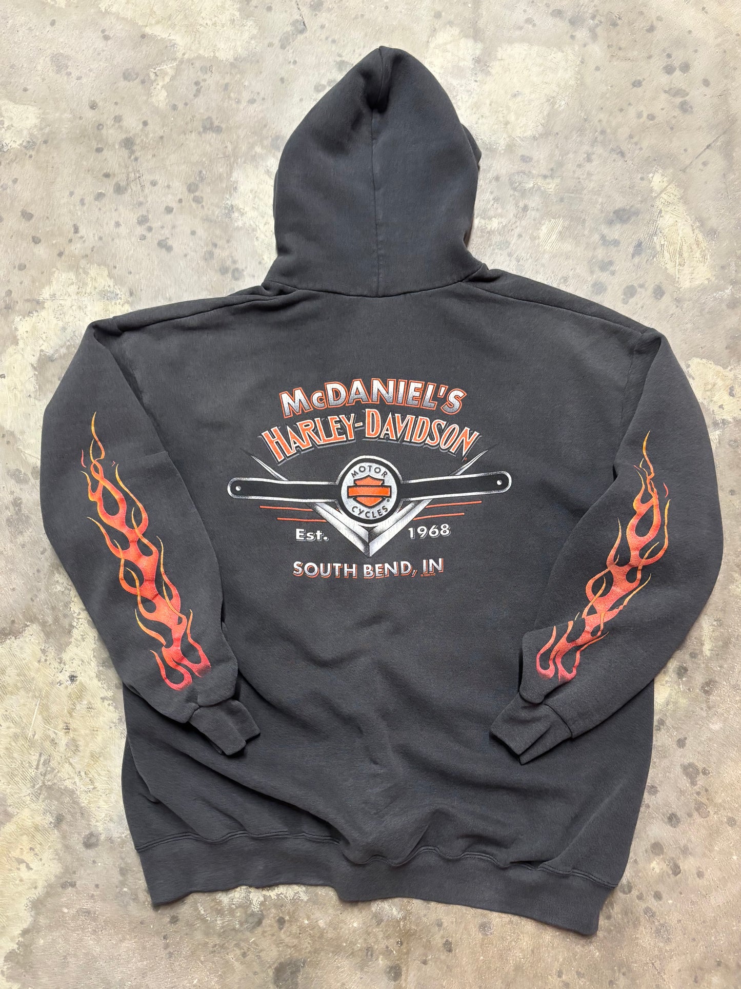 Vintage Harley Davidson Flame zip up size xl