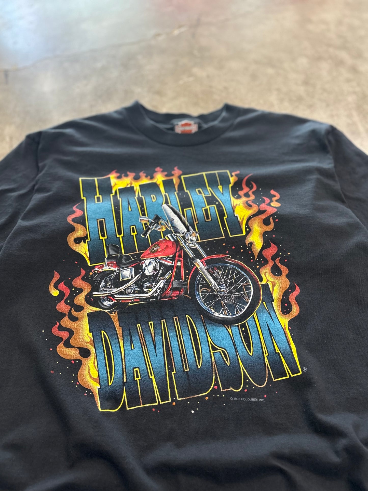 Vintage Harley Davidson flaming motorcyle shirt size large