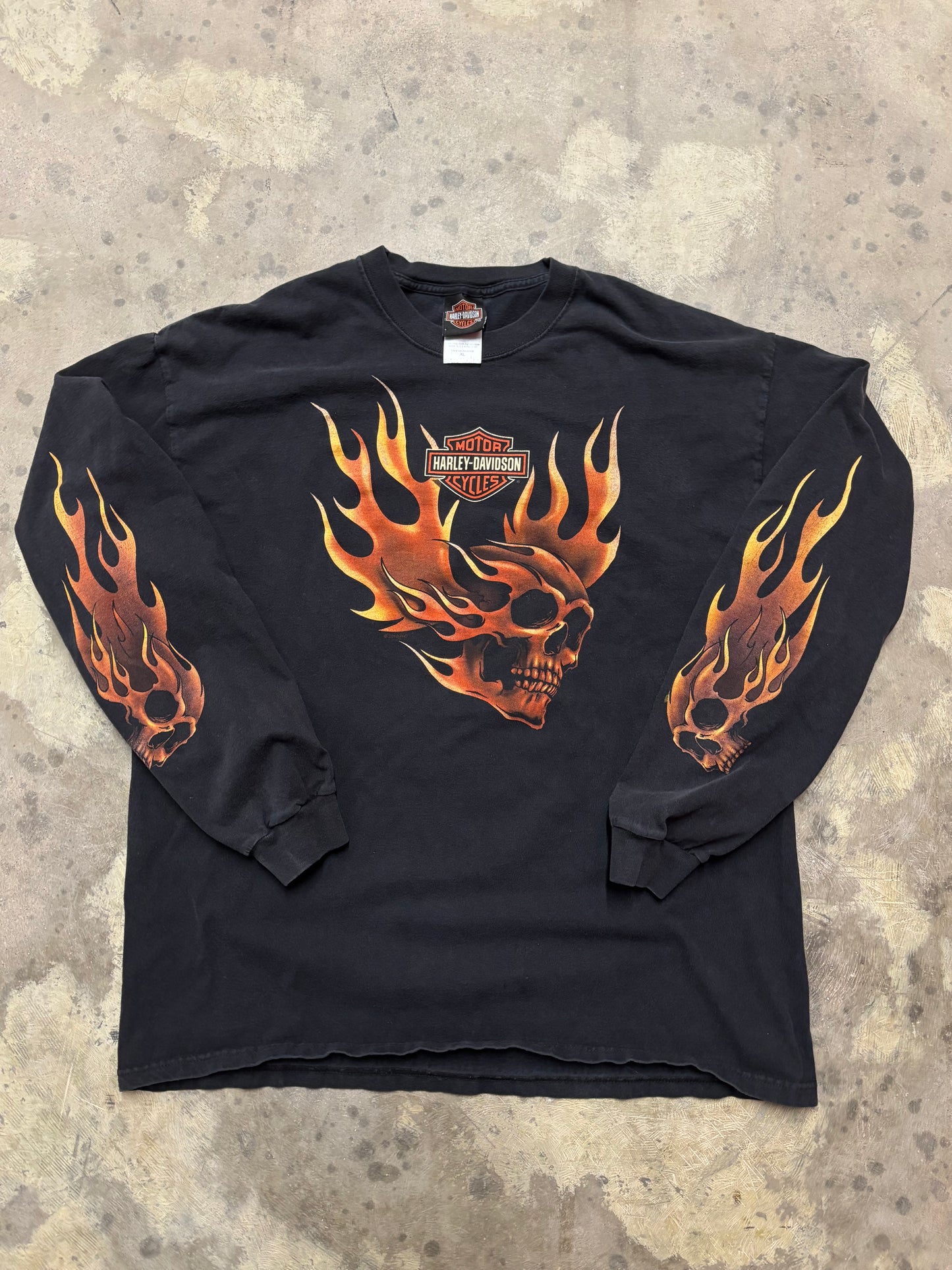 Vintage Harley Davidson skull flame long sleeve shirt size XL