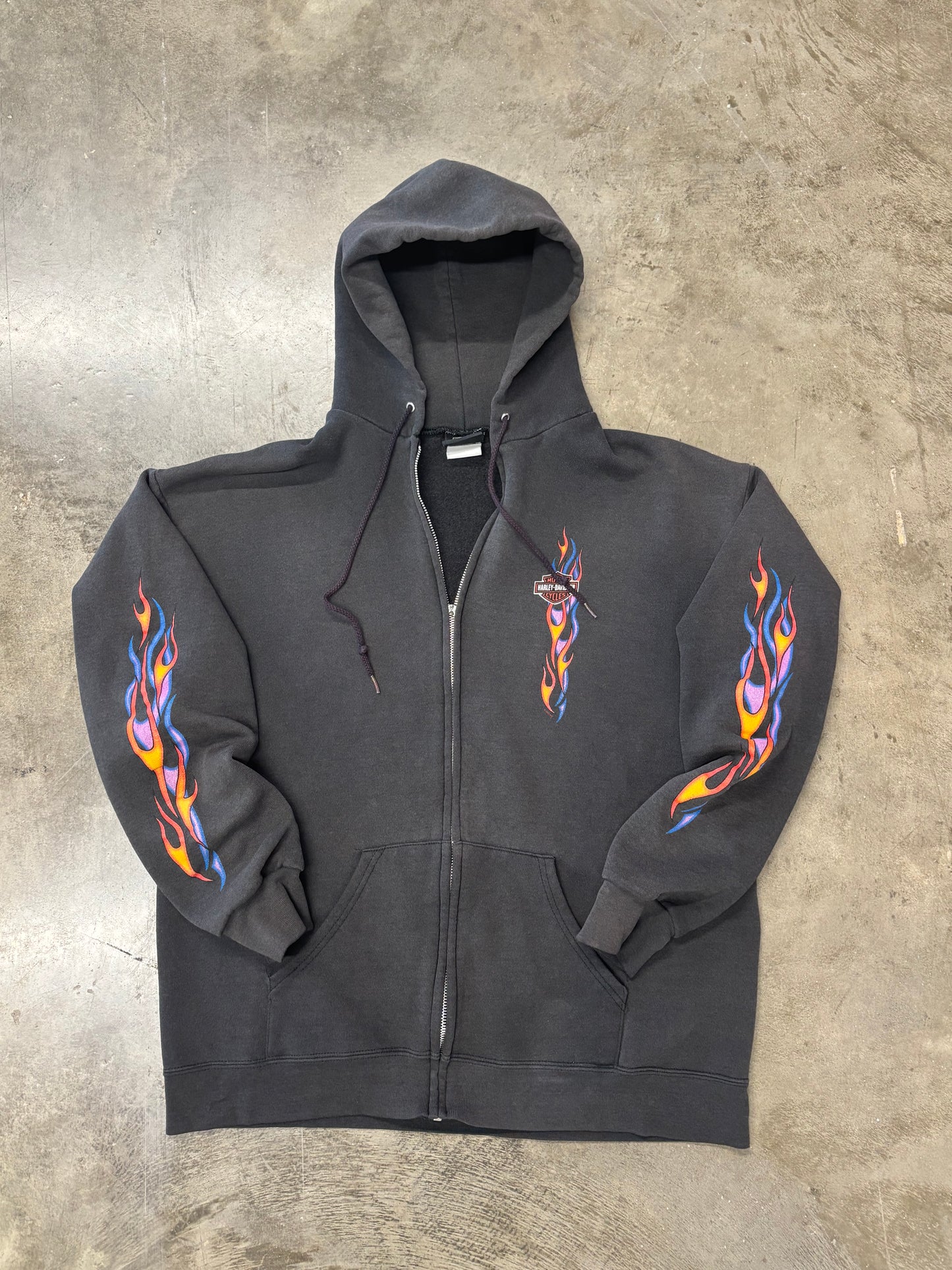 Vintage Harley Flame Zip up hoodie size large