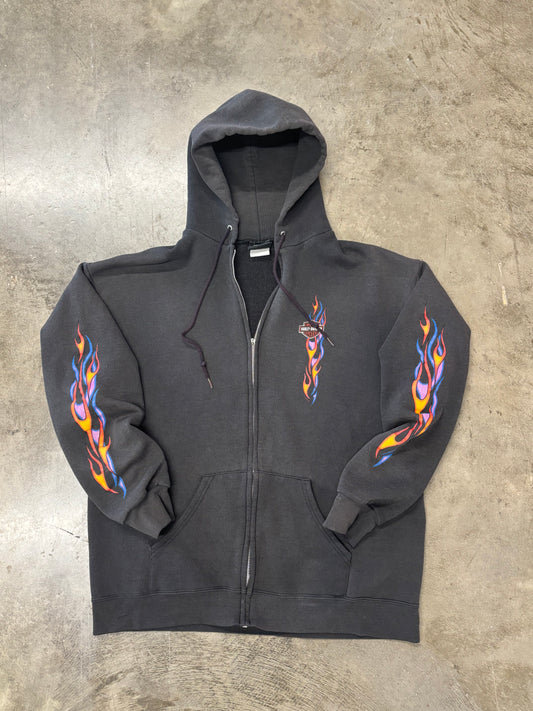Vintage Harley Flame Zip up hoodie size large