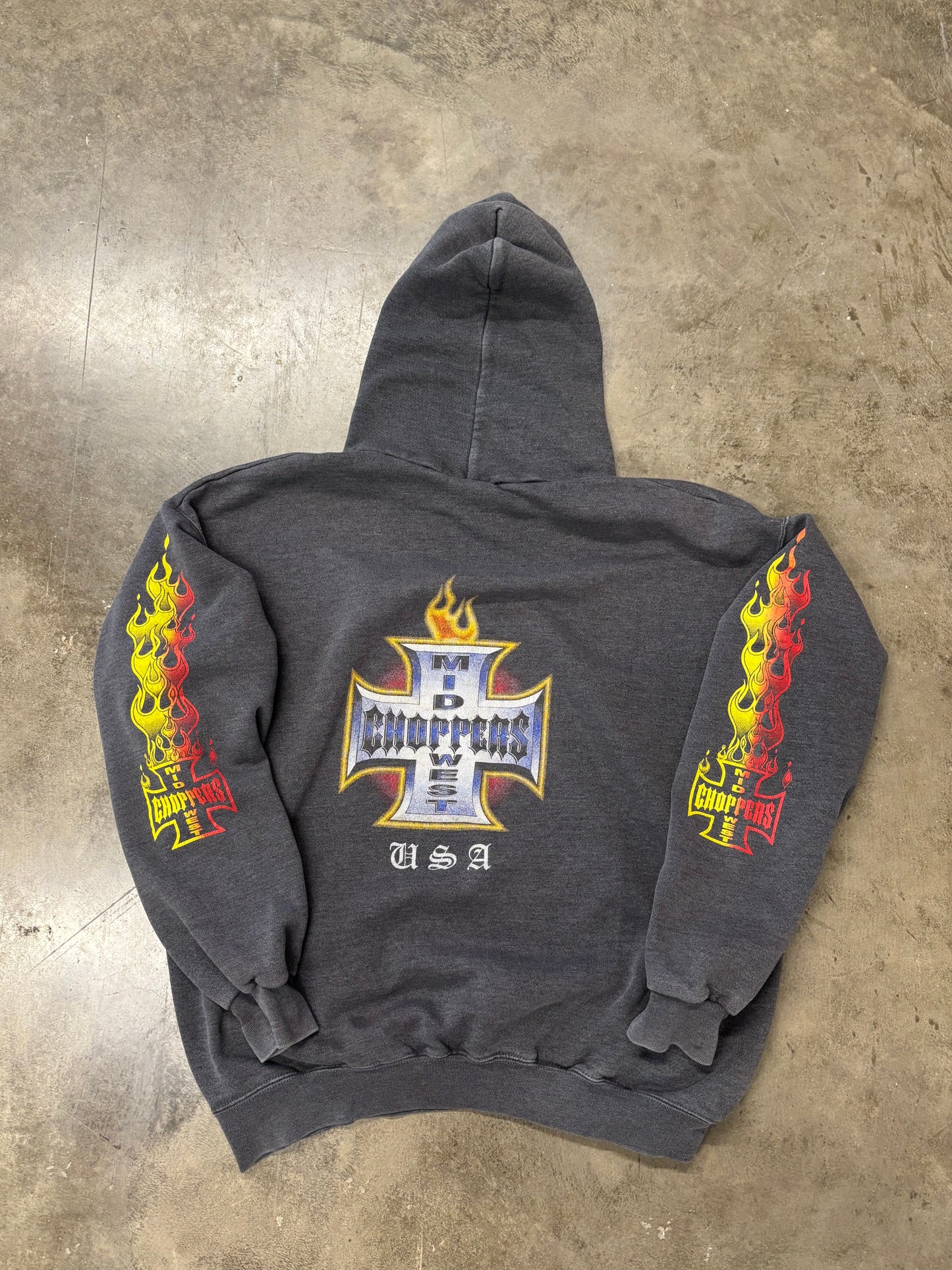 Vintage Midwest choppers flame hoodie size xL