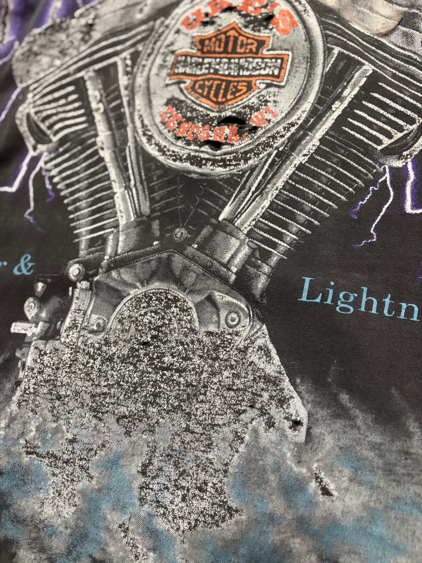 Vintage Harley Davidson purple lightening AOP shirt size XL