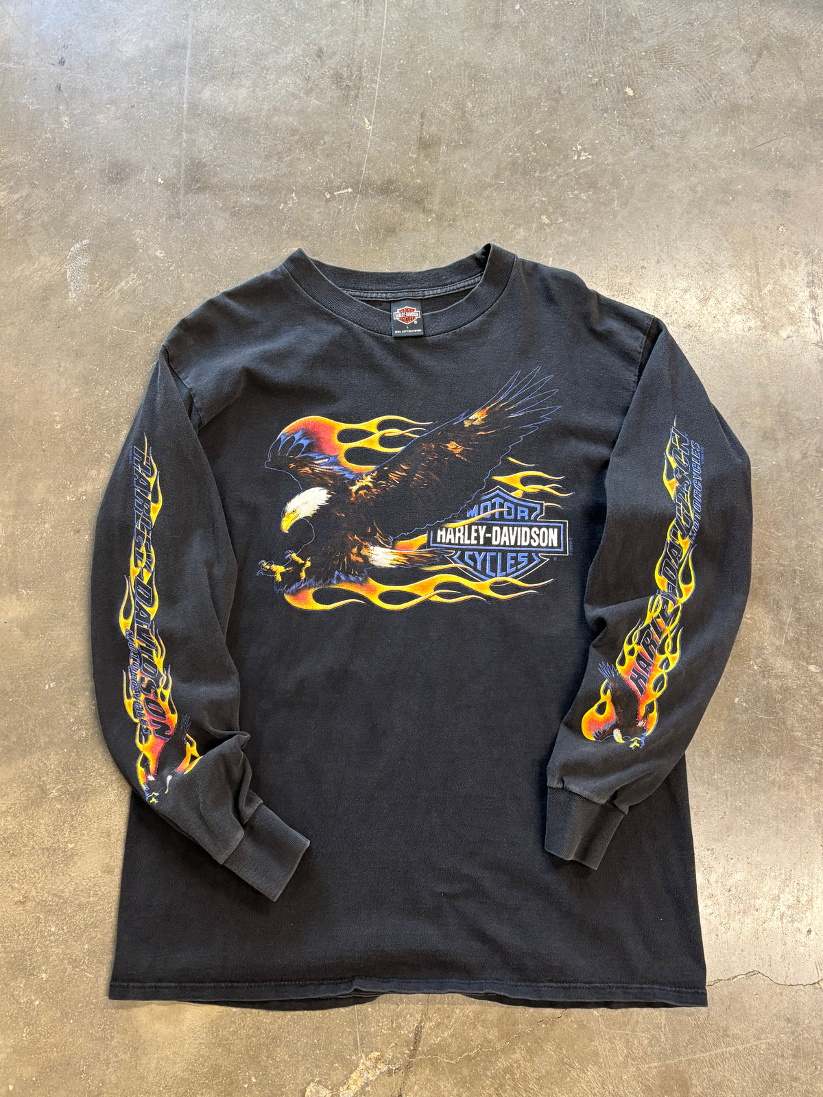 Vintage 90’s Harley Davidson flaming Eagle long sleeve size large
