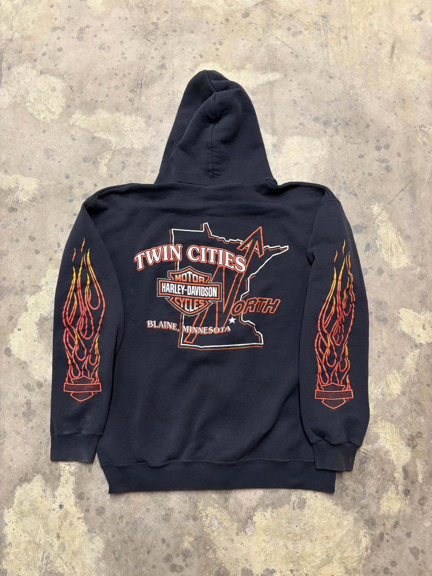 Vintage Harley Flame zip up hoodie size large