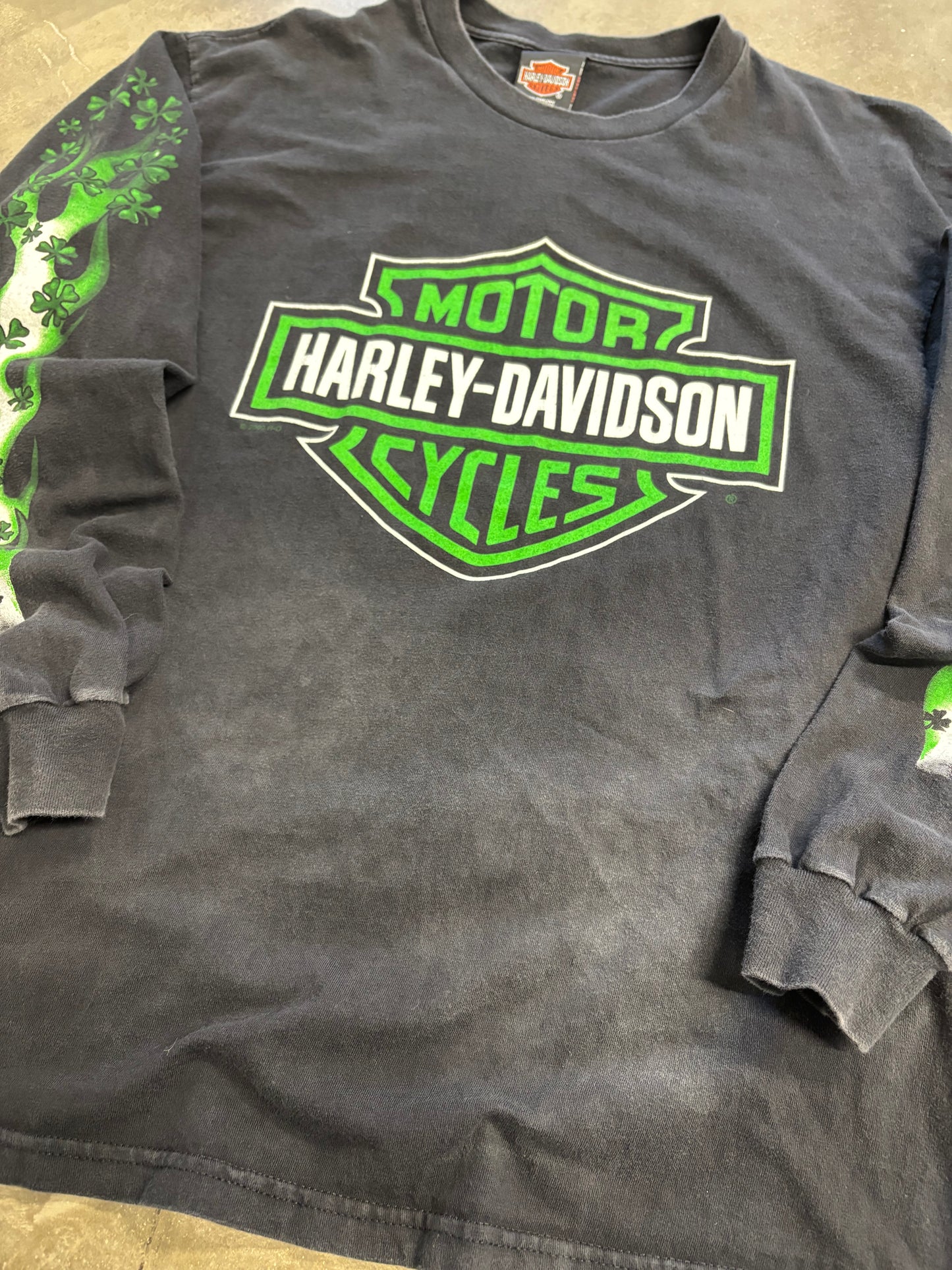 Vintage Harley Davidson Shamrock long sleeve size large