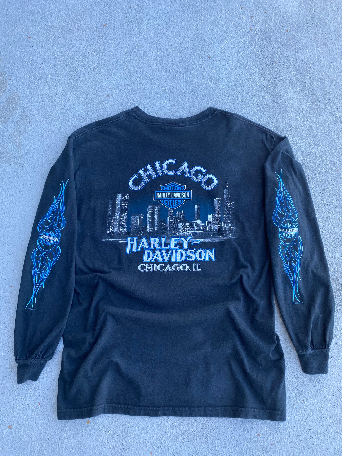 Harley Davidson Blue Flame Chicago Long sleeve size XL