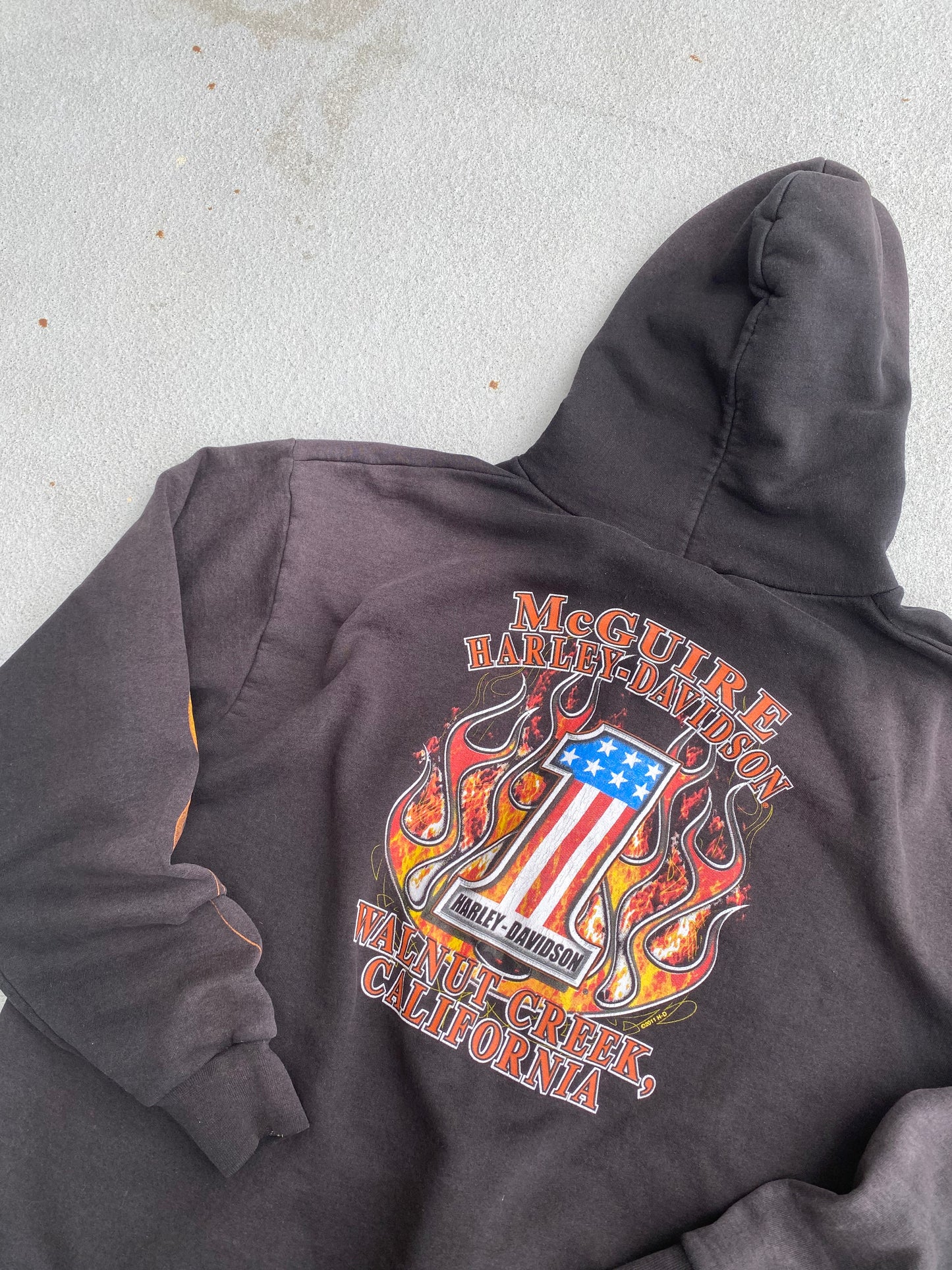 Harley Davidson Flame Zip Up Hoodie Size Large