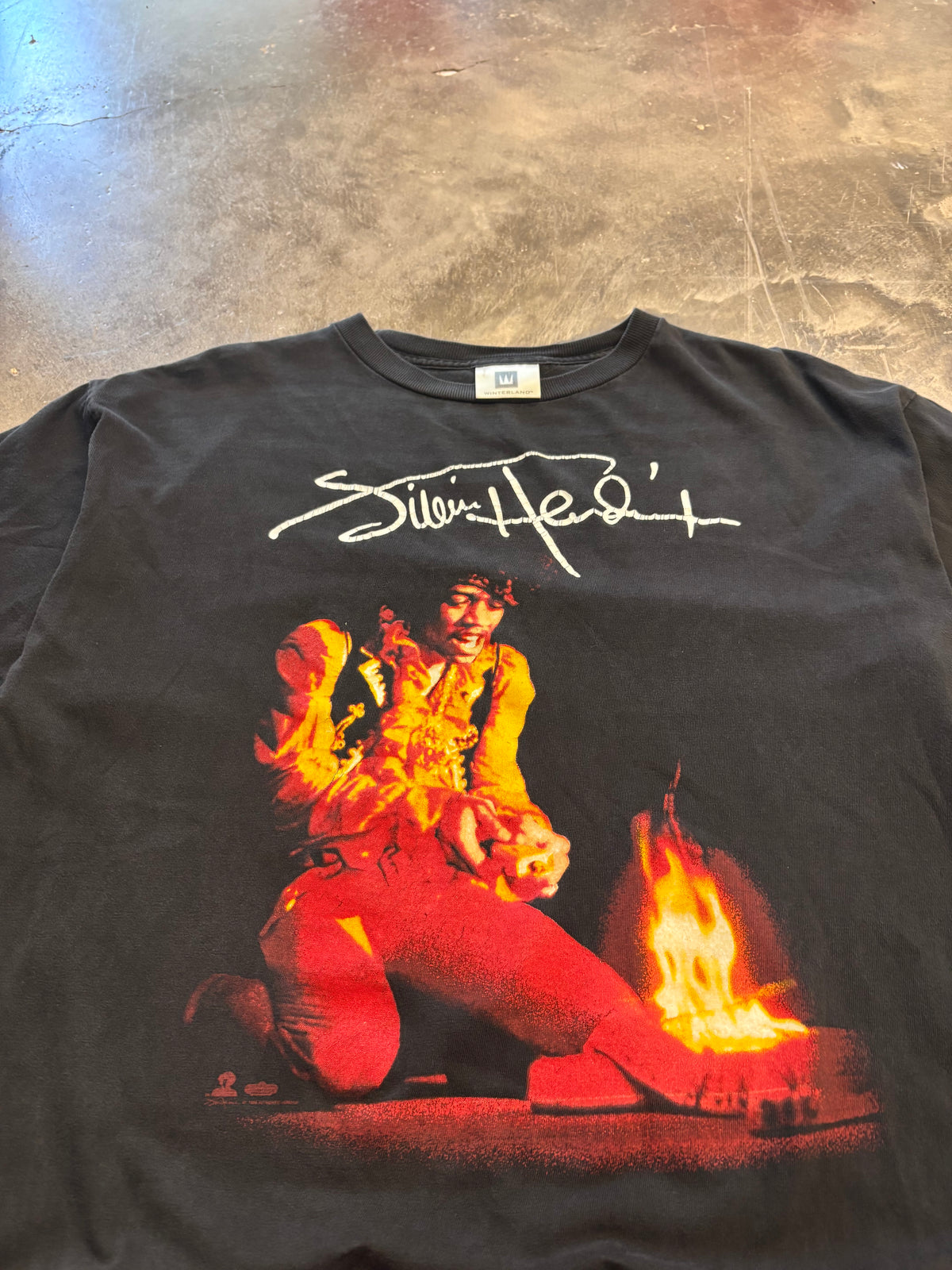 Vintage Jimi Hendrix Flaming Guitar shirt size Extra large