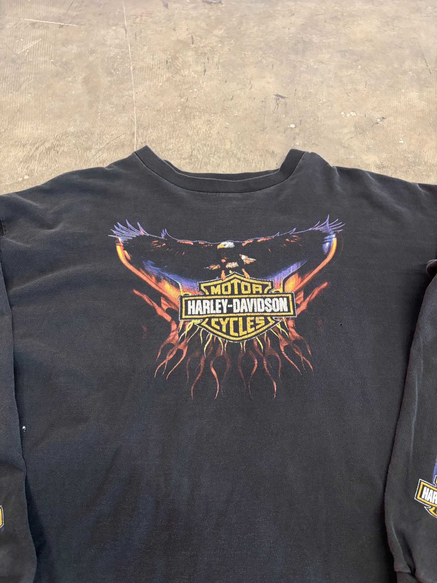 Vintage Harley Davidson Faded OuT Hawg back hit eagle long sleeve size xxl