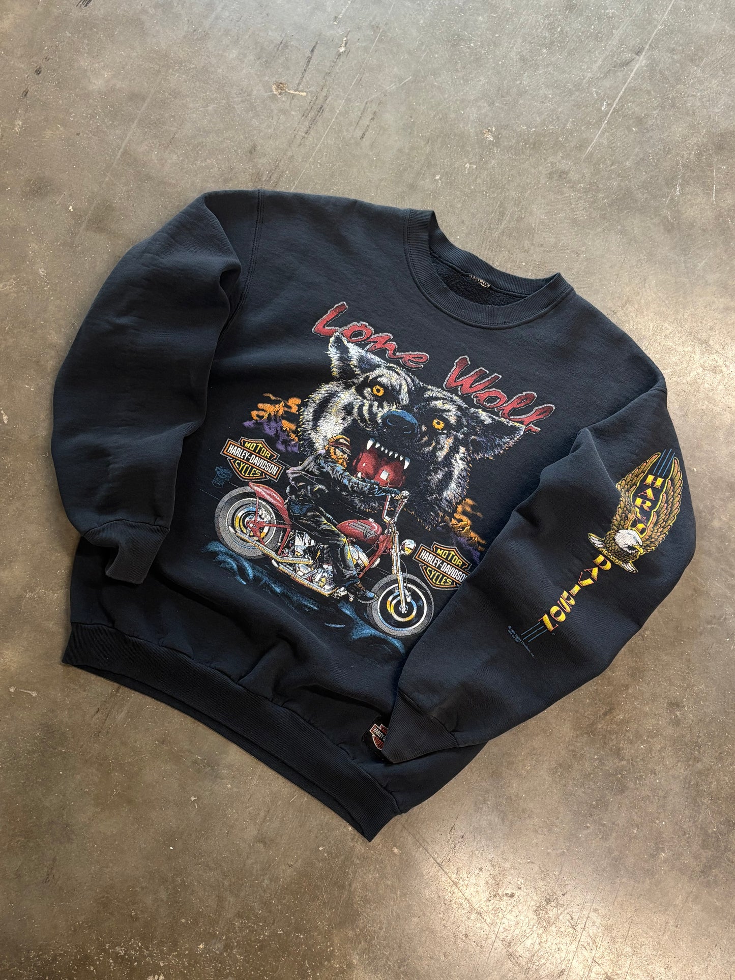 Vintage Harley Davidson lone wolf hoodie size large
