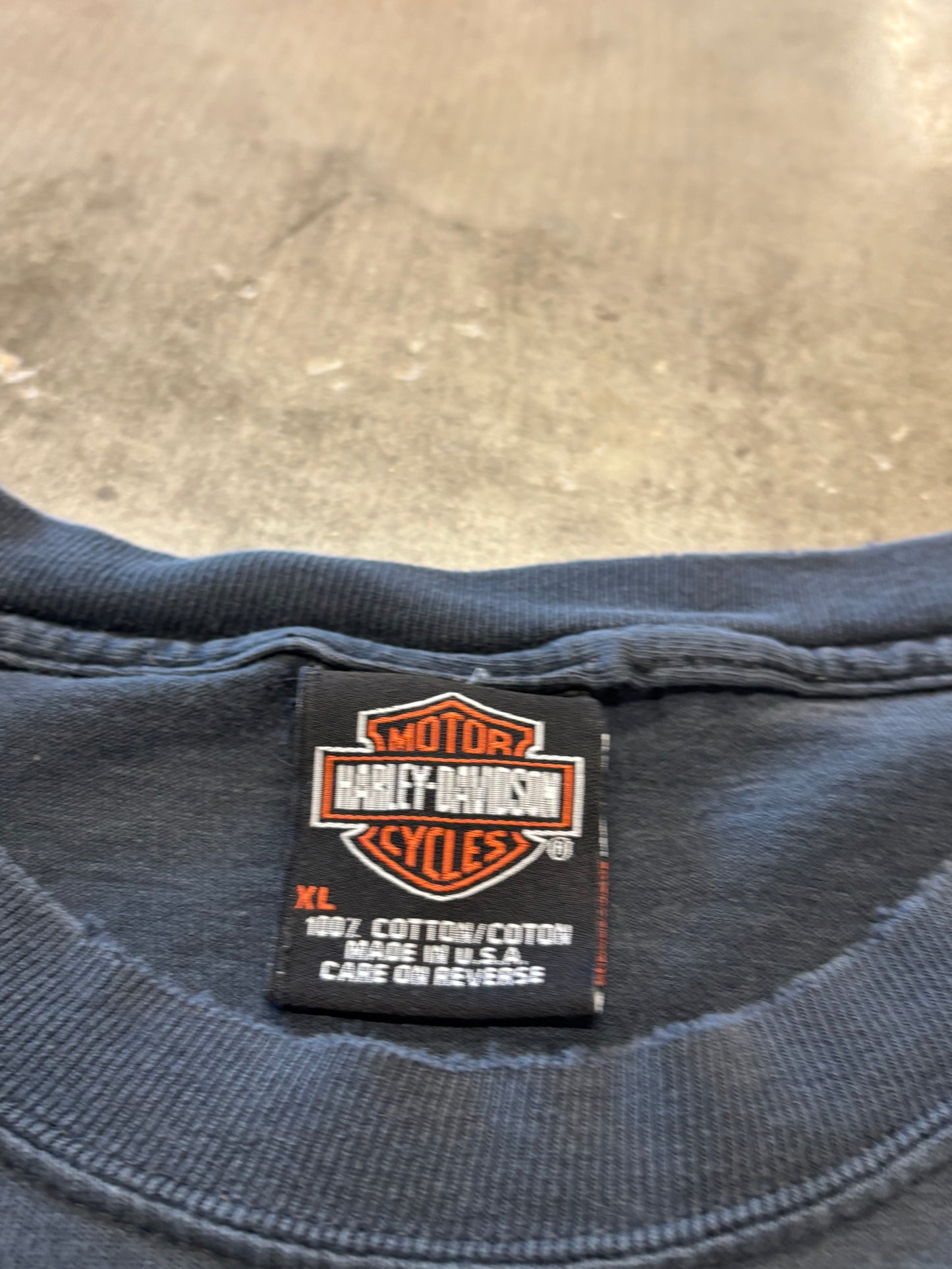 Vintage Faded out Harley Davidson Blue Flame long sleeve size xl
