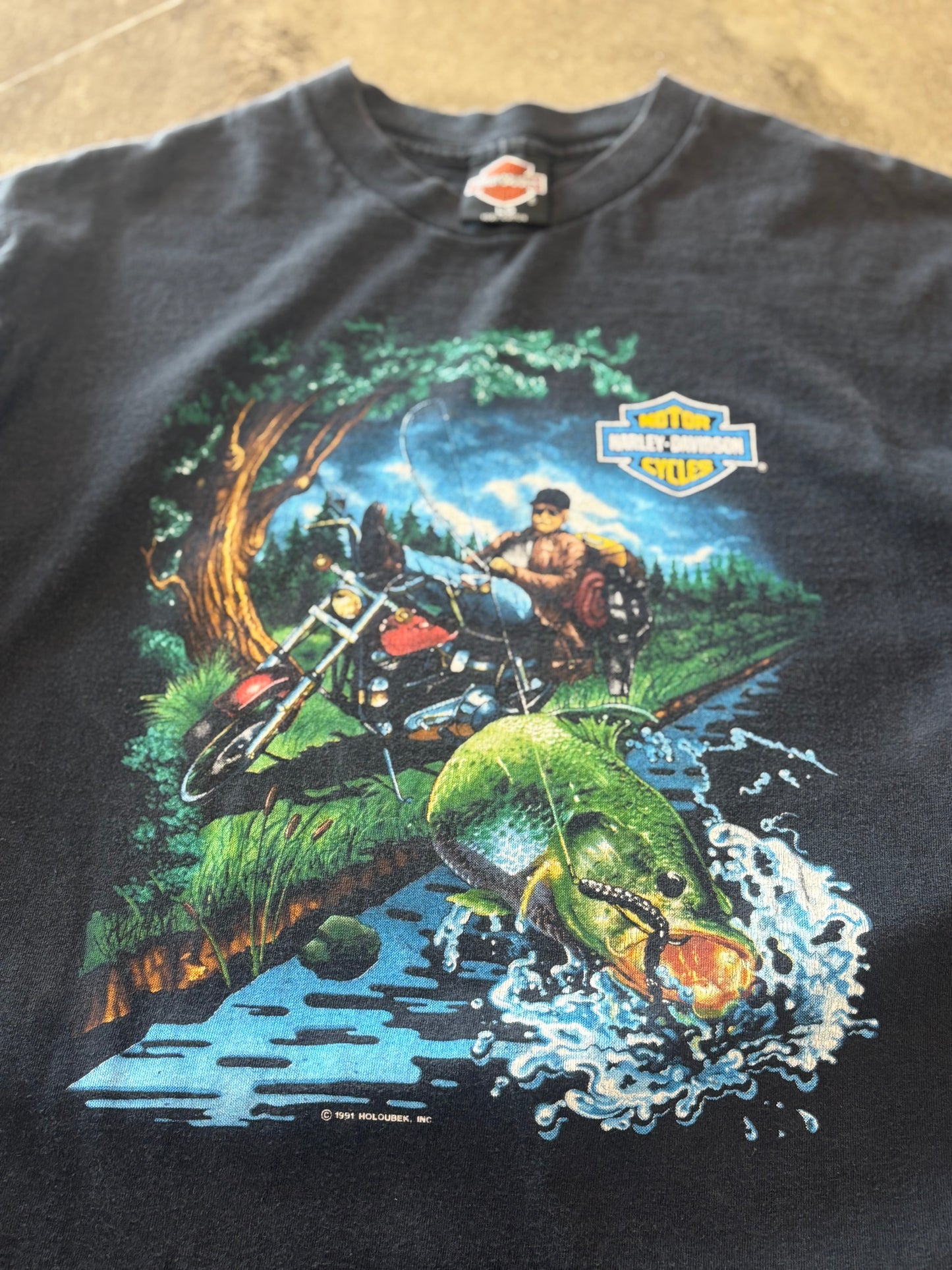 Vintage Harley Davidson Fishing shirt size large