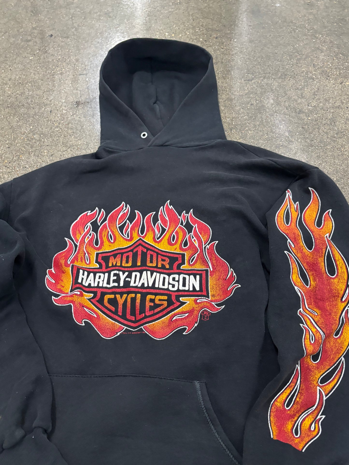 Vintage Harley Davidson 80’s Flame Ball Hoodie size Large
