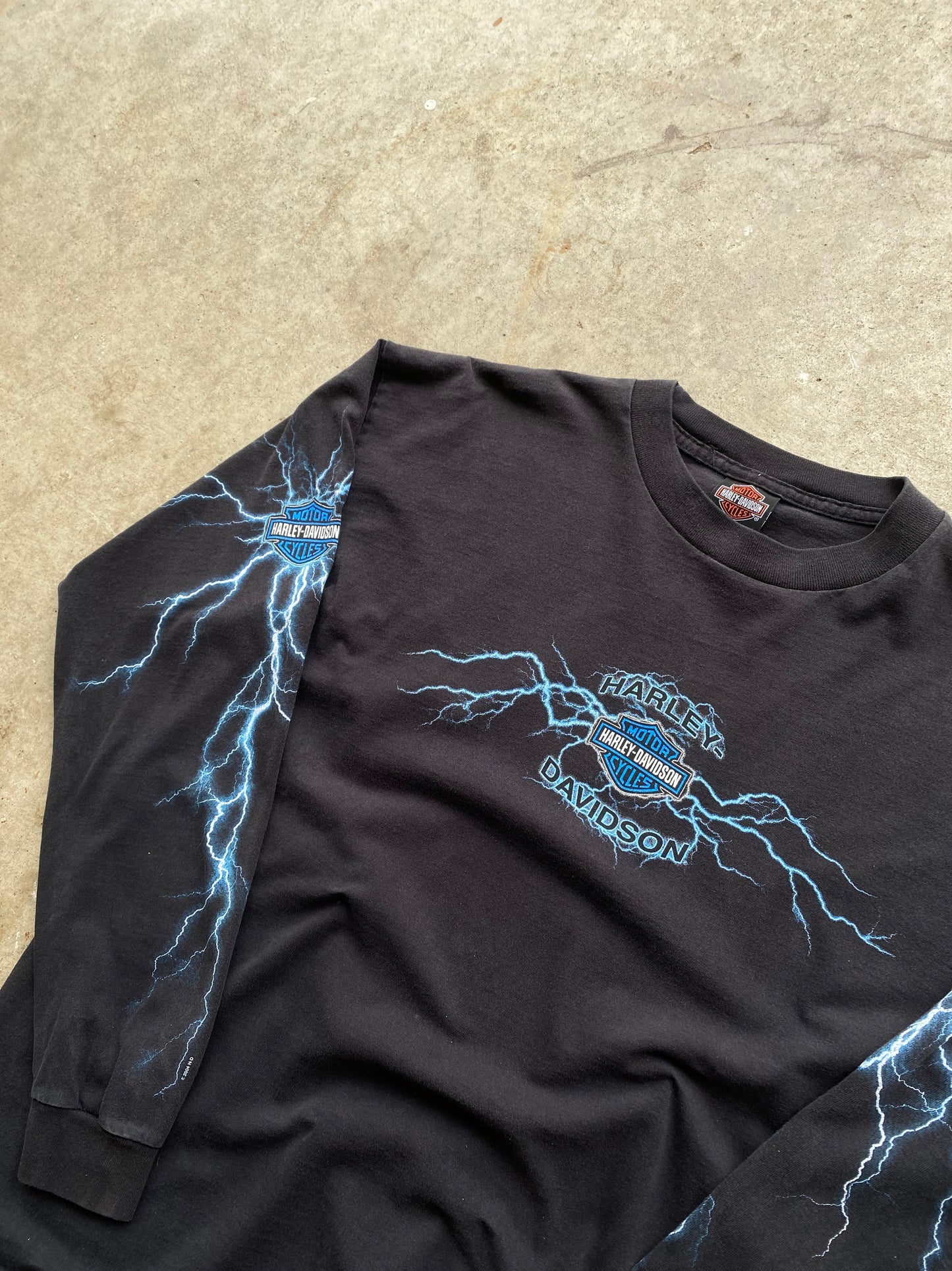 Vintage Harley Davidson Blue Lightning long sleeve shirt size extra large