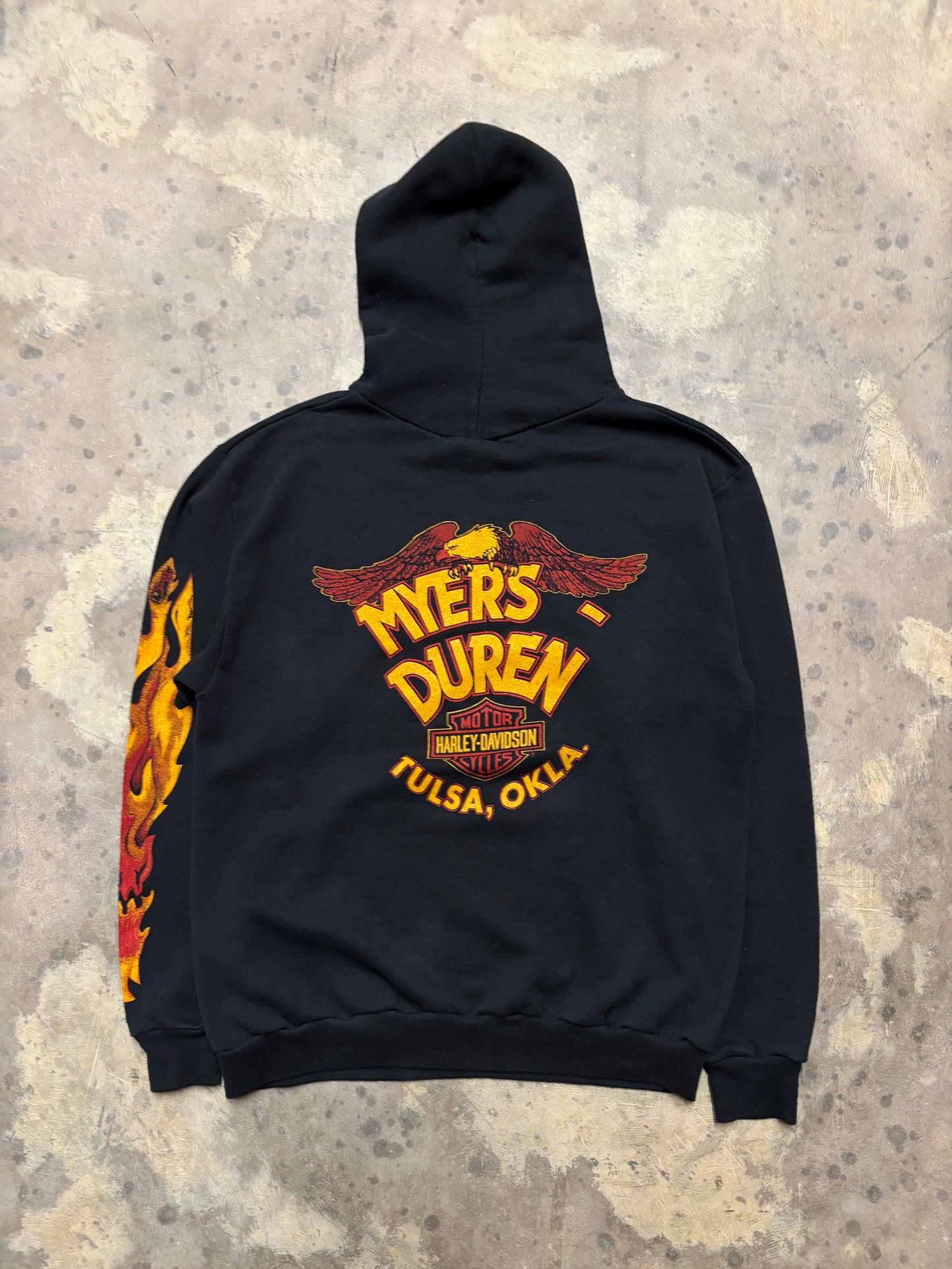 Vintage 80’s Harley Davidson flame sleeve hoodie XL