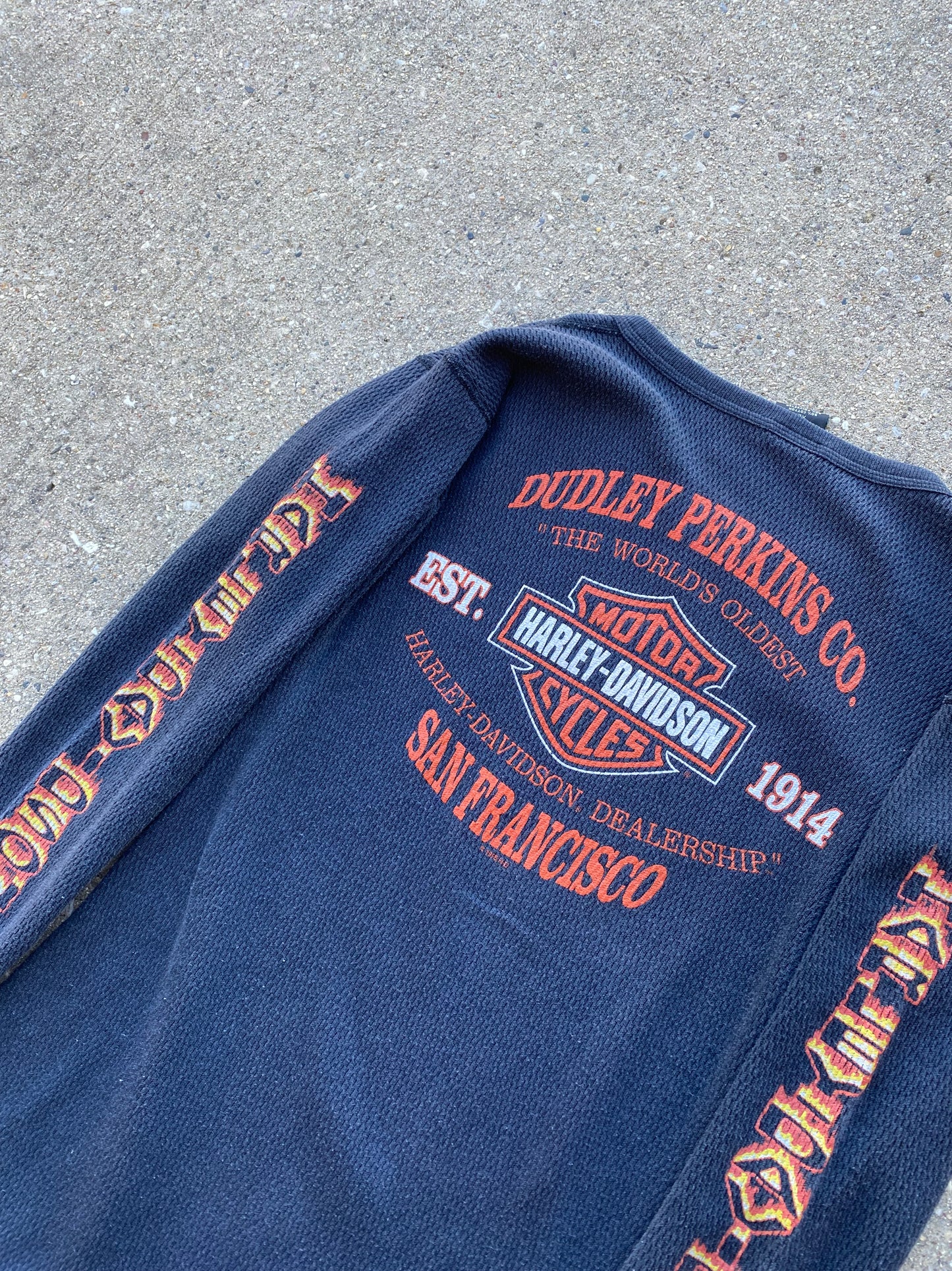 Vintage Harley Davidson Flaming Thermal Long sleeve shirt size Extra Large