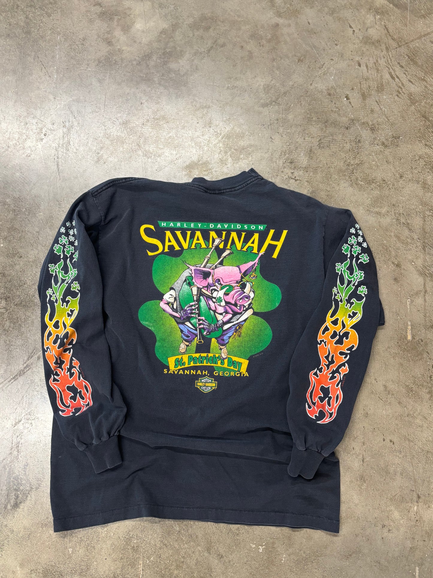 Vintage shamrock Harley long sleeve size large