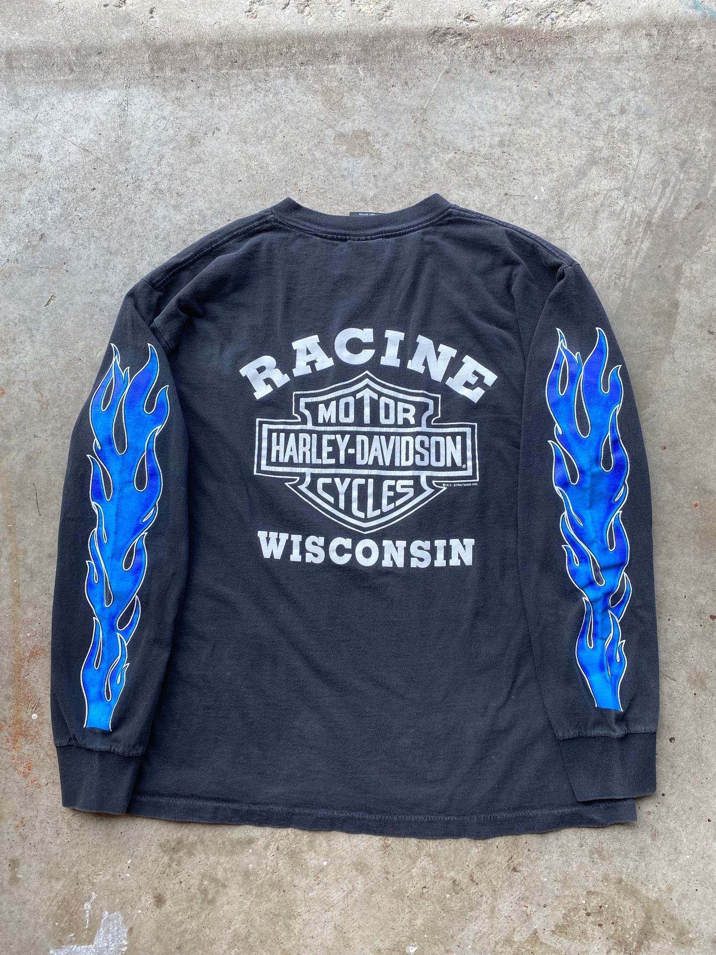 Vintage Harley Davidson Blue Flame long sleeve size large