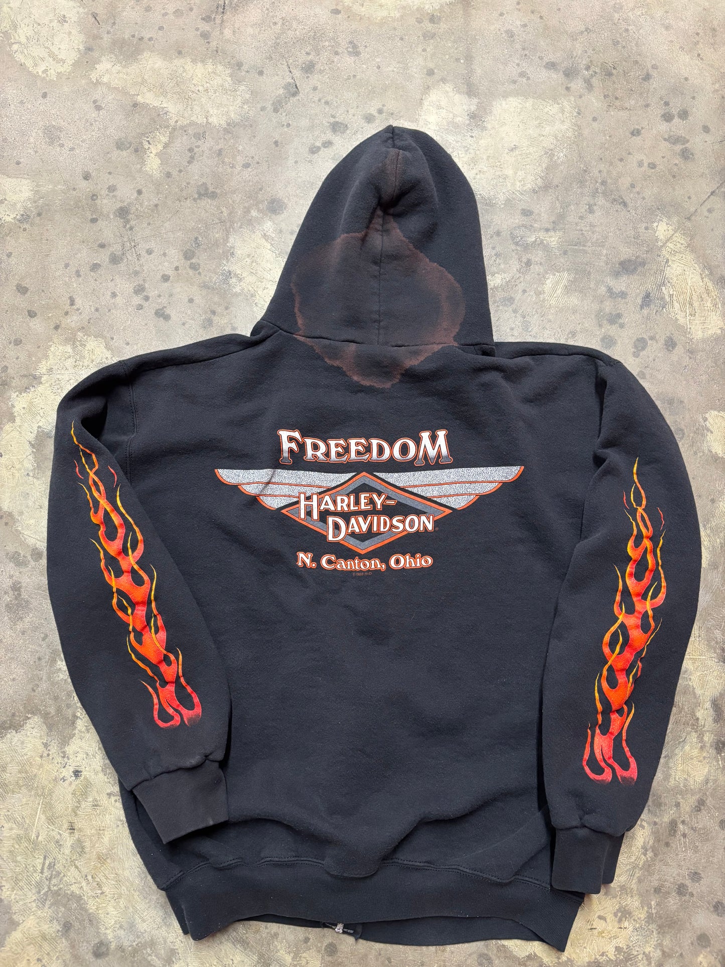 Vintage Harley Davidson flame zip up hoodie shirt size large