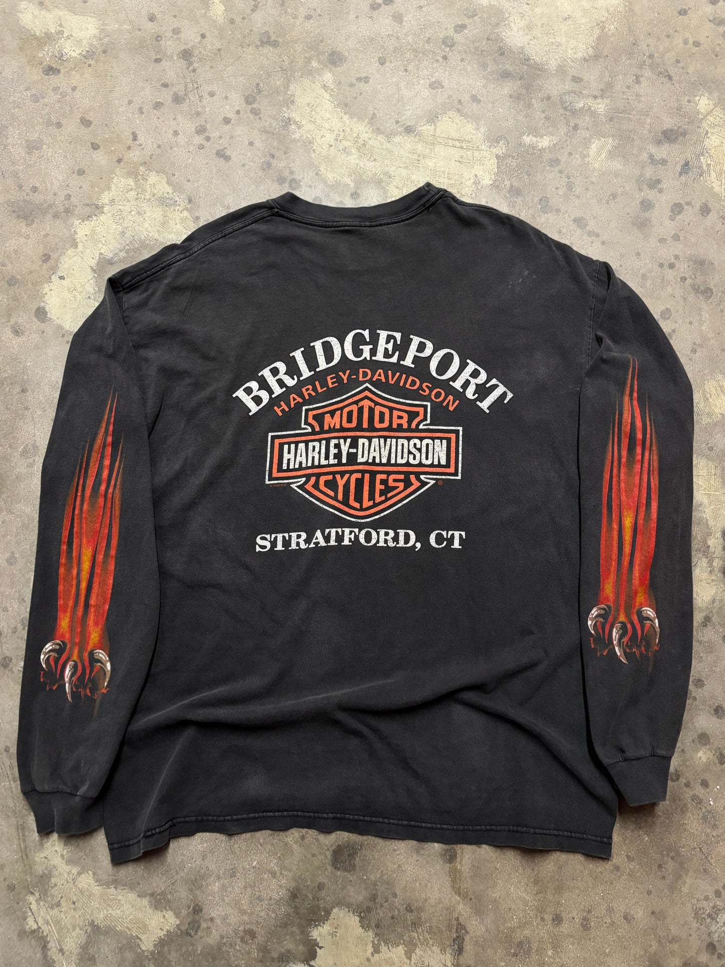 Vintage Harley Davidson fire sleeves faded long sleeve shirt size XL
